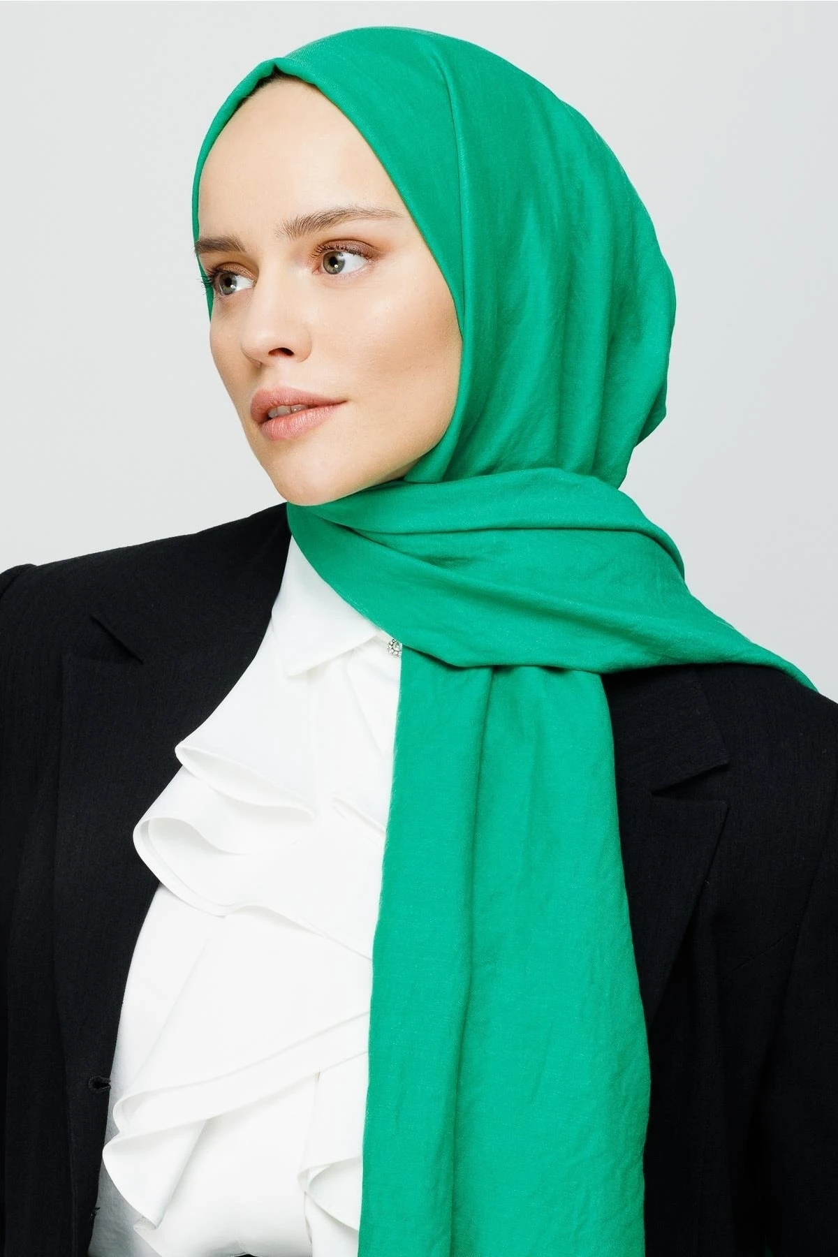 Cotton Crinkle Shawl - Benetton Green