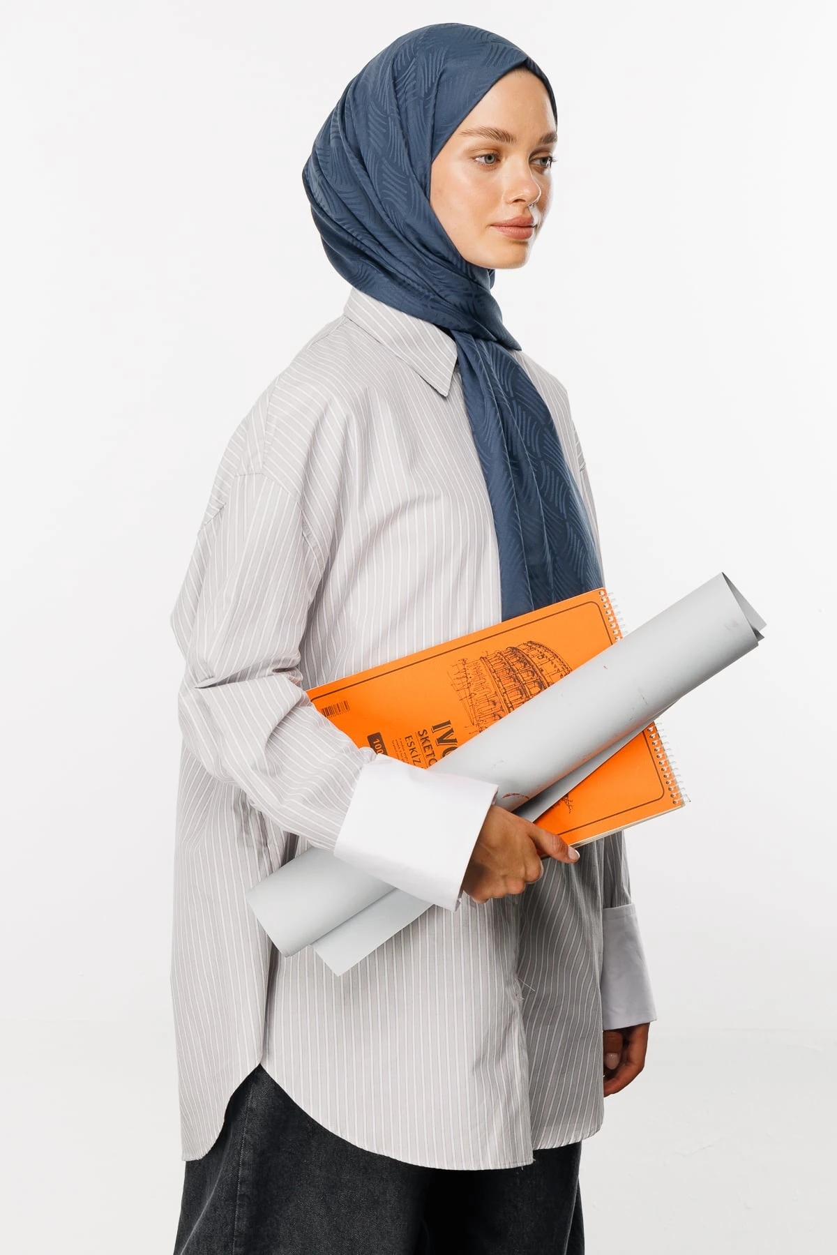 Aura Pattern Silk Jacquard Shawl - Anthracite