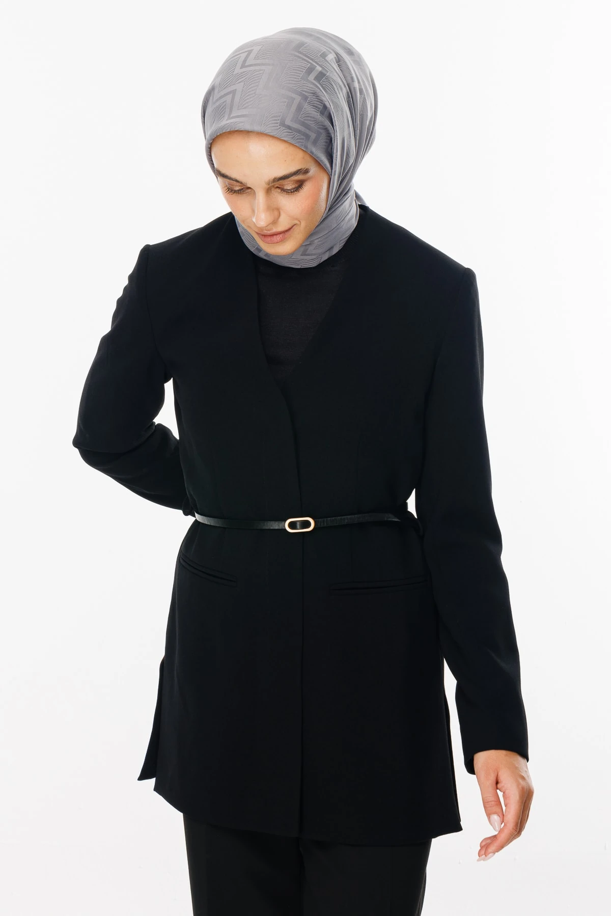 Toptan Viora Desen İpeksi Jakar Eşarp - Gri