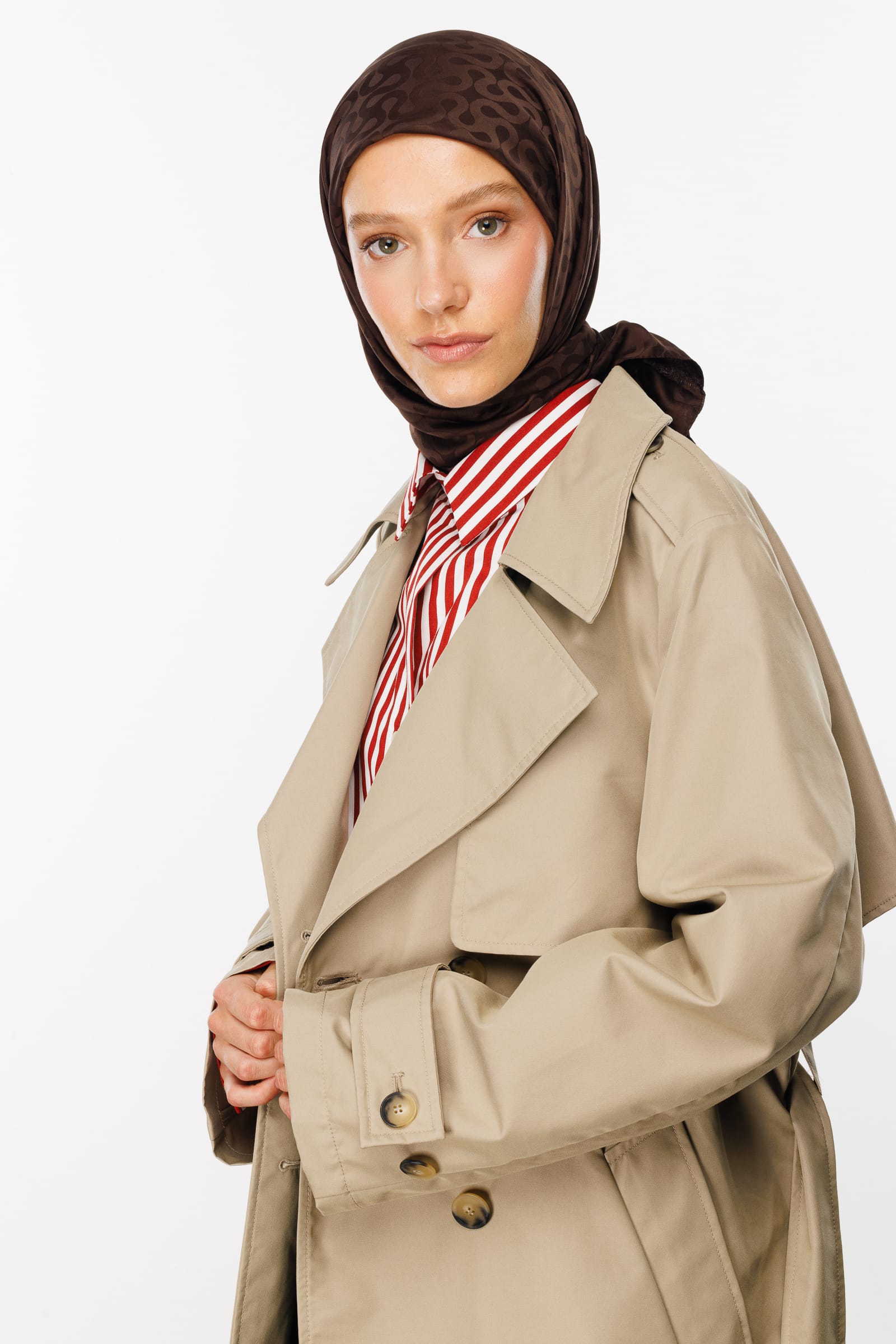 Toptan Moon Desen İpeksi Jakar Eşarp - Acı Kahve