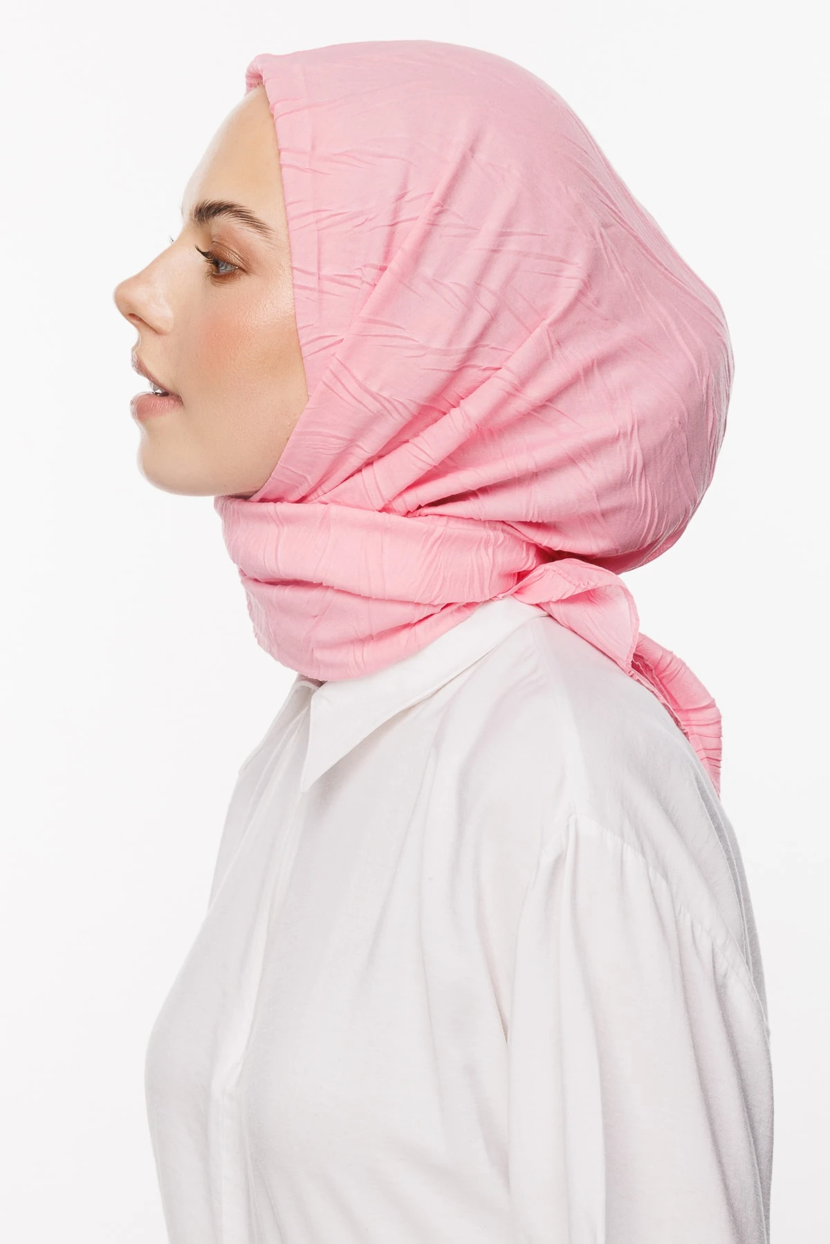 Toptan Piliseli Bambu Eşarp - Şeker Pembe