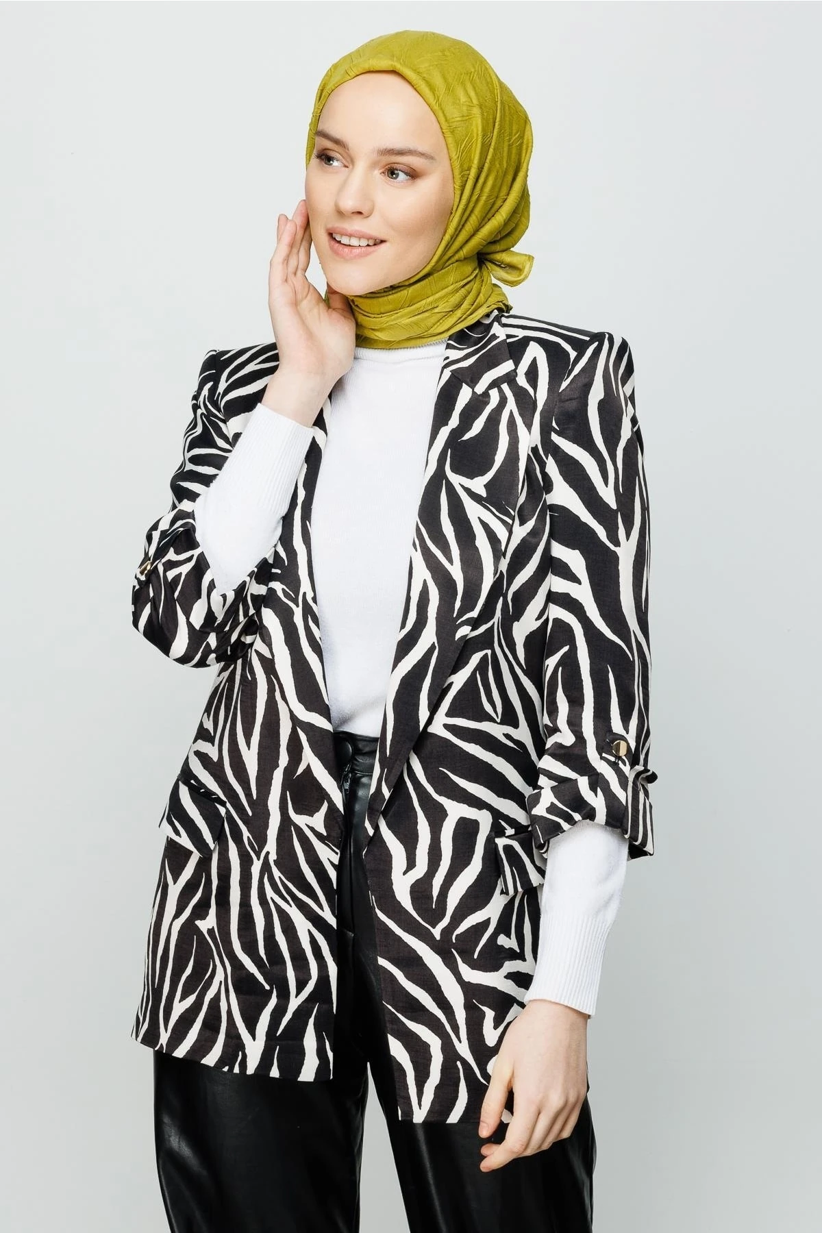 Toptan Piliseli Bambu Eşarp - Zeytin Yeşili