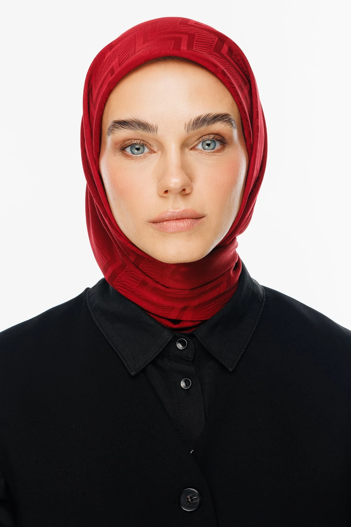 Viora Pattern Silky Jacquard Scarf - Cherry Rot