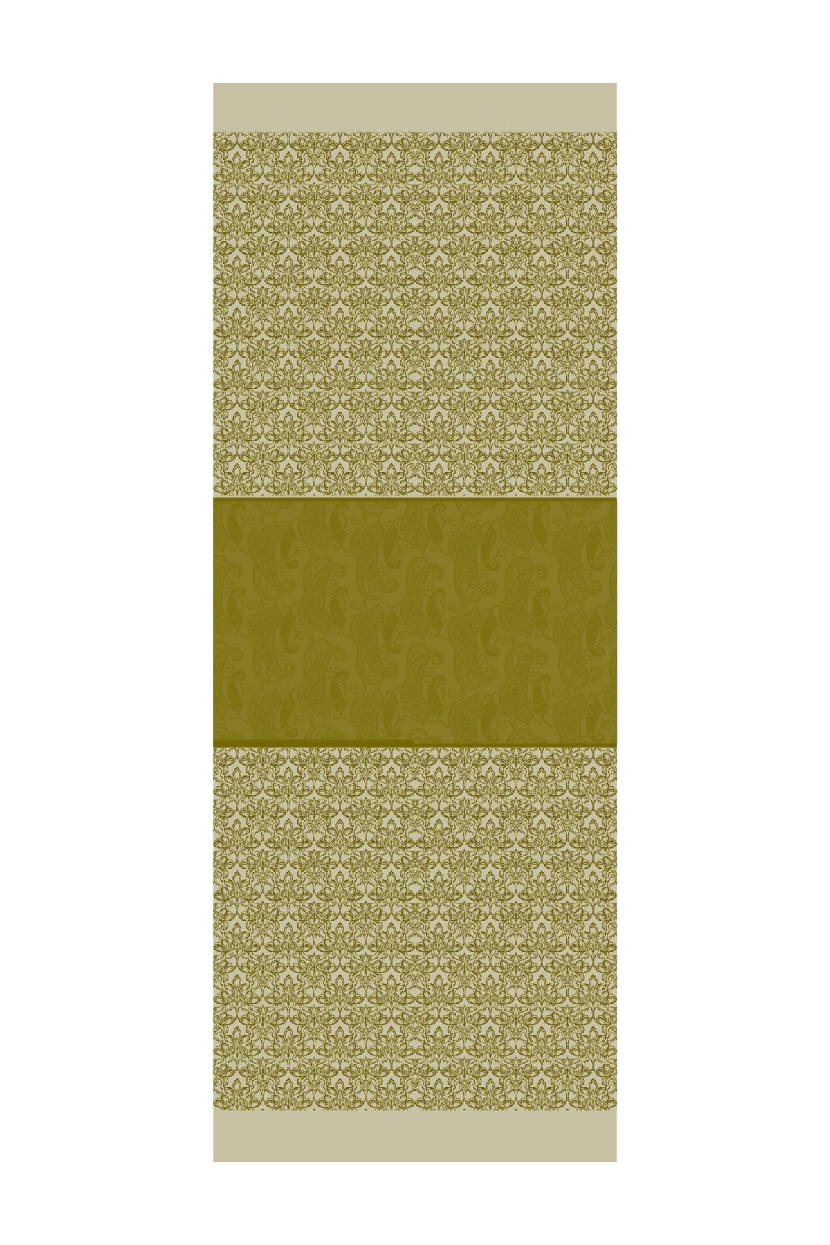 Nora-Pattern Reversible Shawl - Oil Green-Ecru