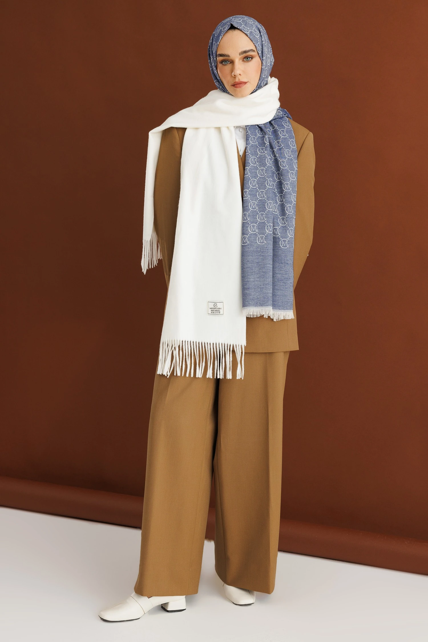 Toptan Yün Atkı - Ekru