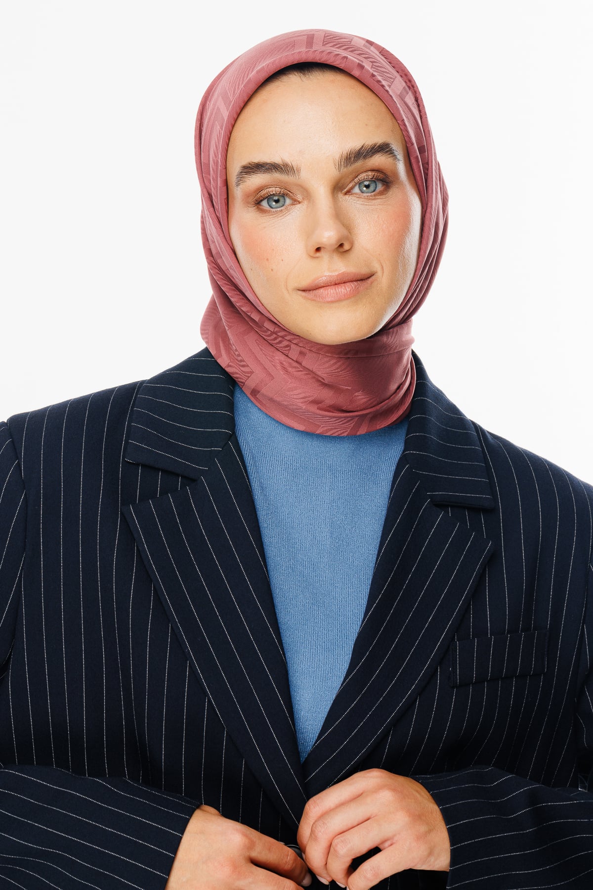 Toptan Viora Desen İpeksi Jakar Eşarp - Gül Kurusu