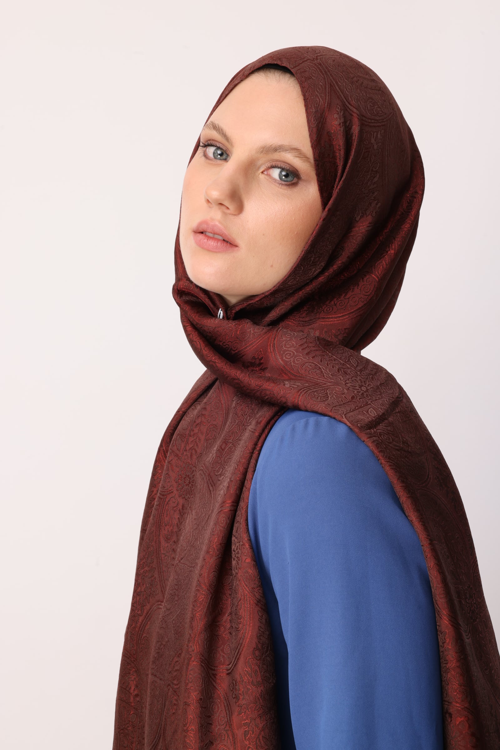 Shline Line Viscose Shawl - Bitter Coffee-Coffee