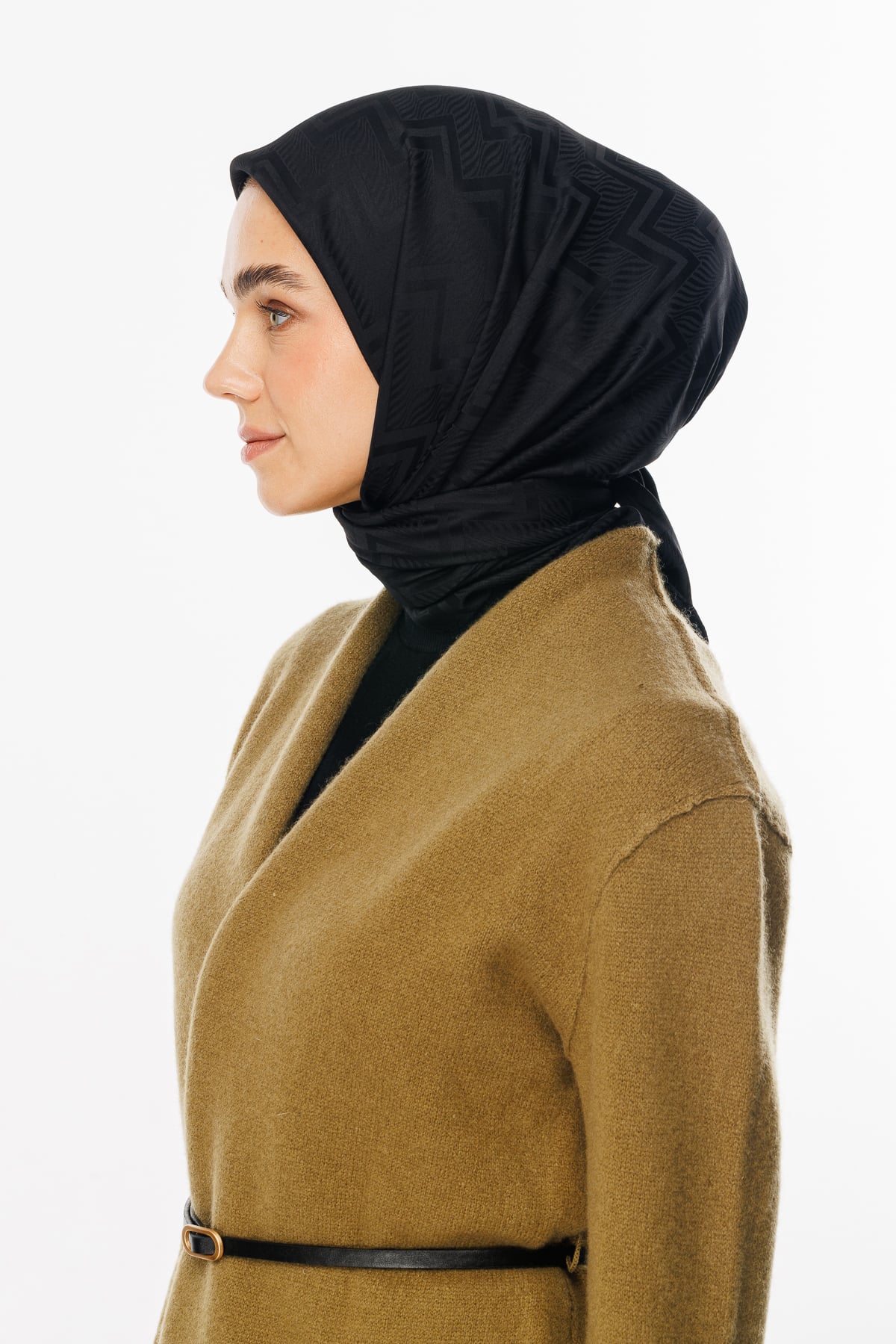 Toptan Viora Desen İpeksi Jakar Eşarp - Siyah