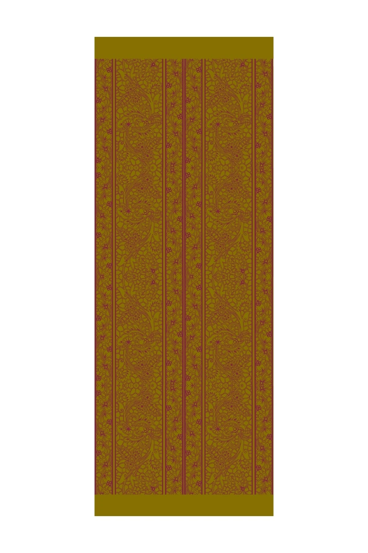 Toptan Lavin Desen Çift Taraflı Şal - Yağ Yeşili-Mürdüm