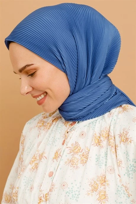 Pleated Scarf - Indigo