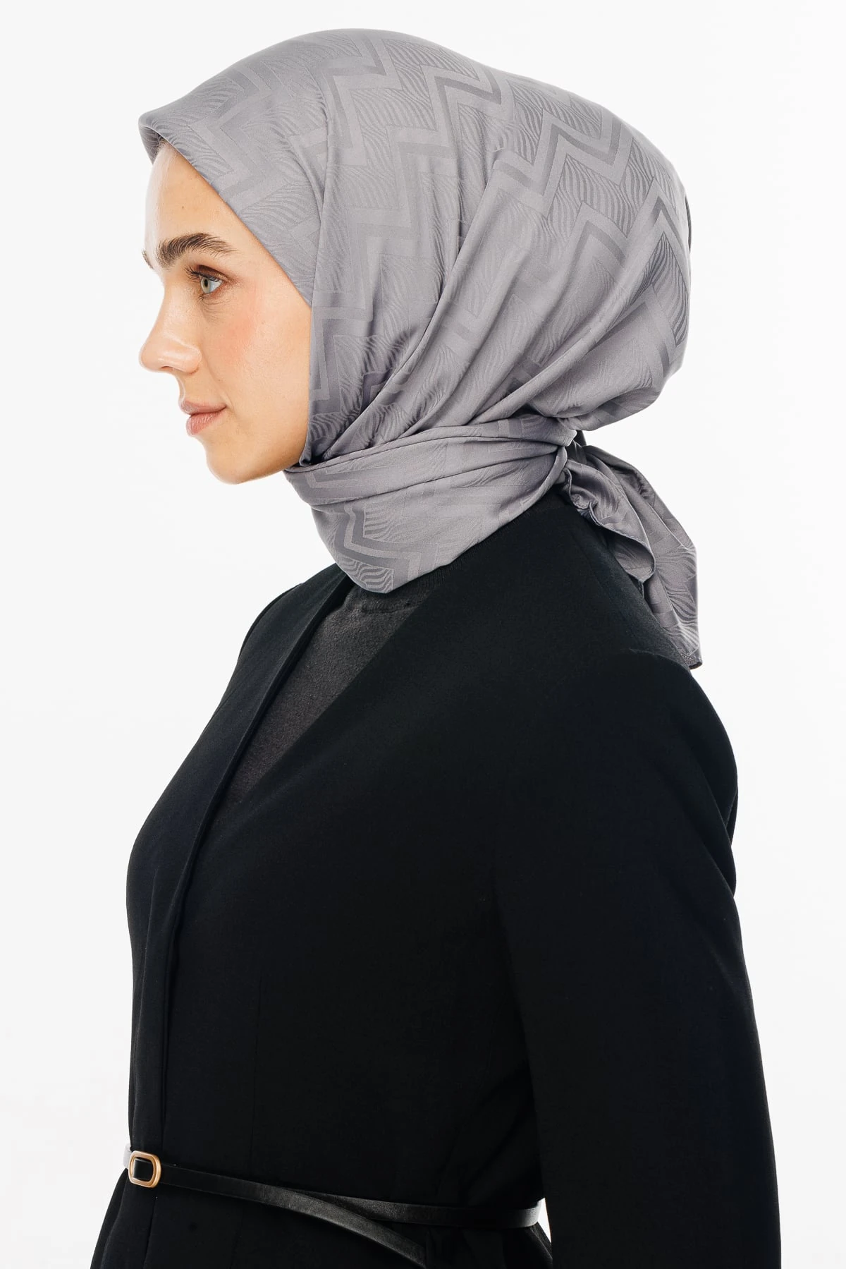 Toptan Viora Desen İpeksi Jakar Eşarp - Gri