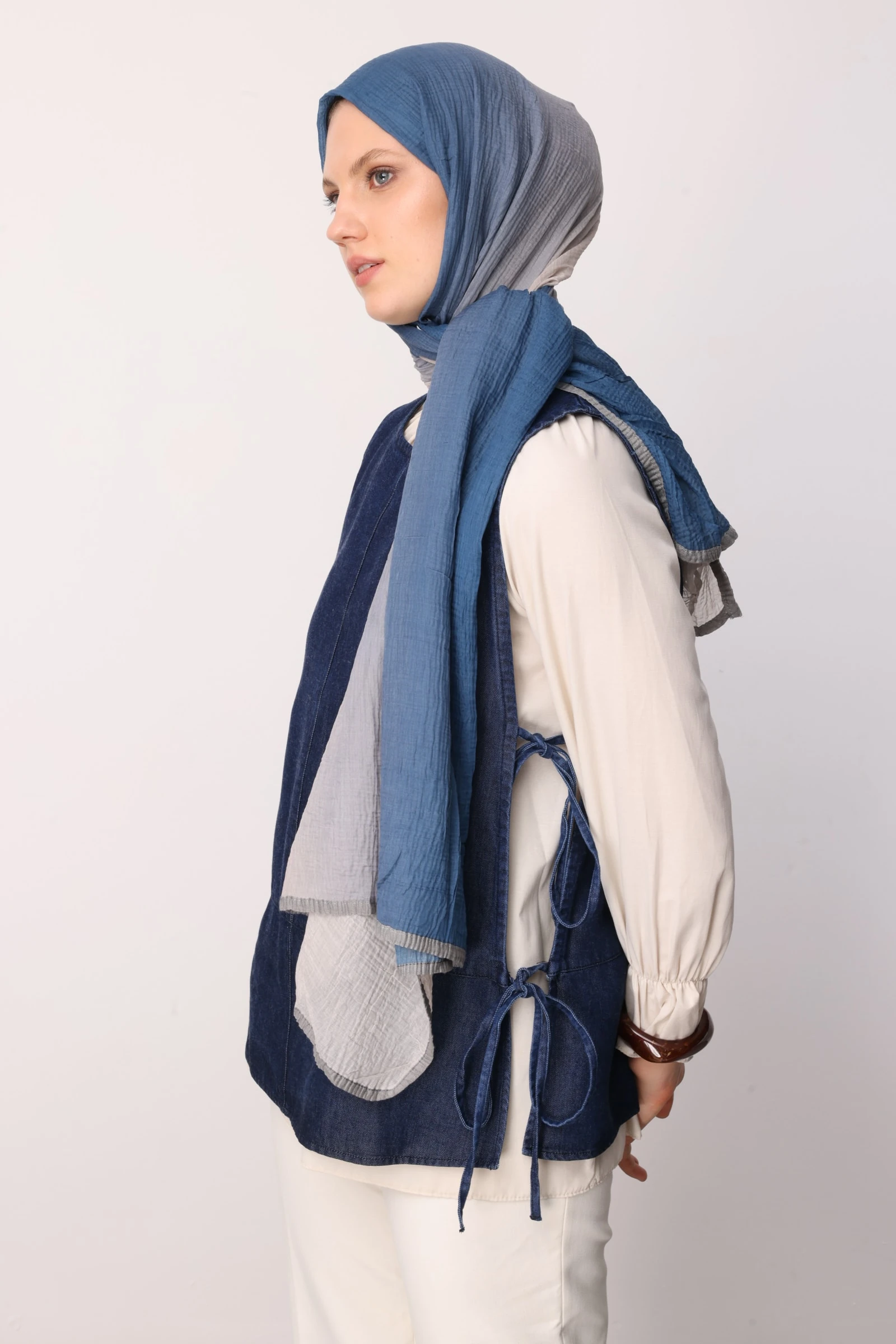 Ombre Muslin Shawl - Indigo