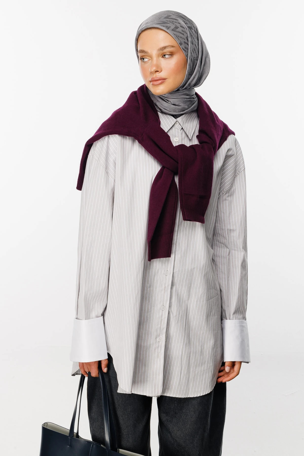 Toptan Luxury Jakar Eşarp - Gri