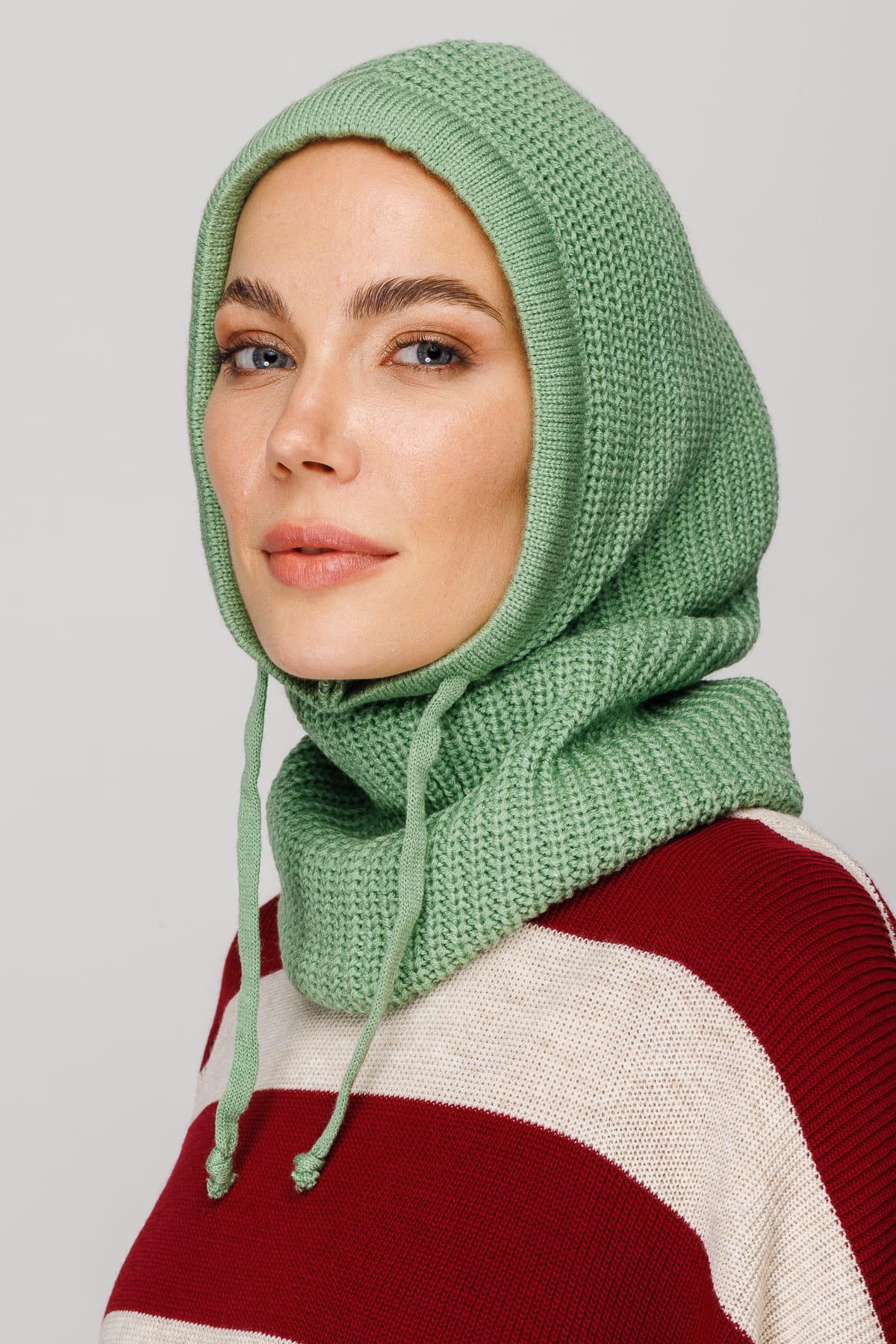 Toptan Balaclava Triko Başlık - Mint Yeşili