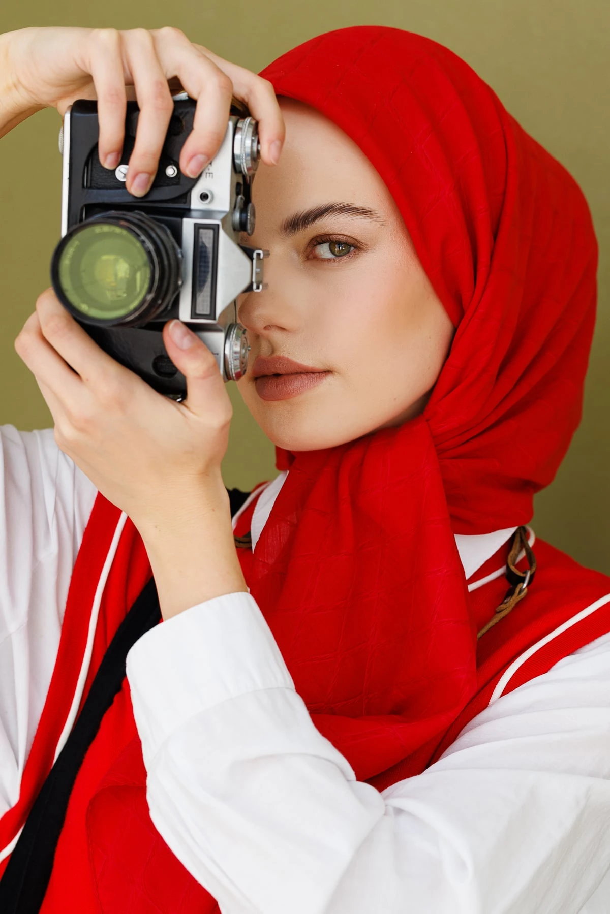 Toptan Bambu Jakar Eşarp - Kırmızı