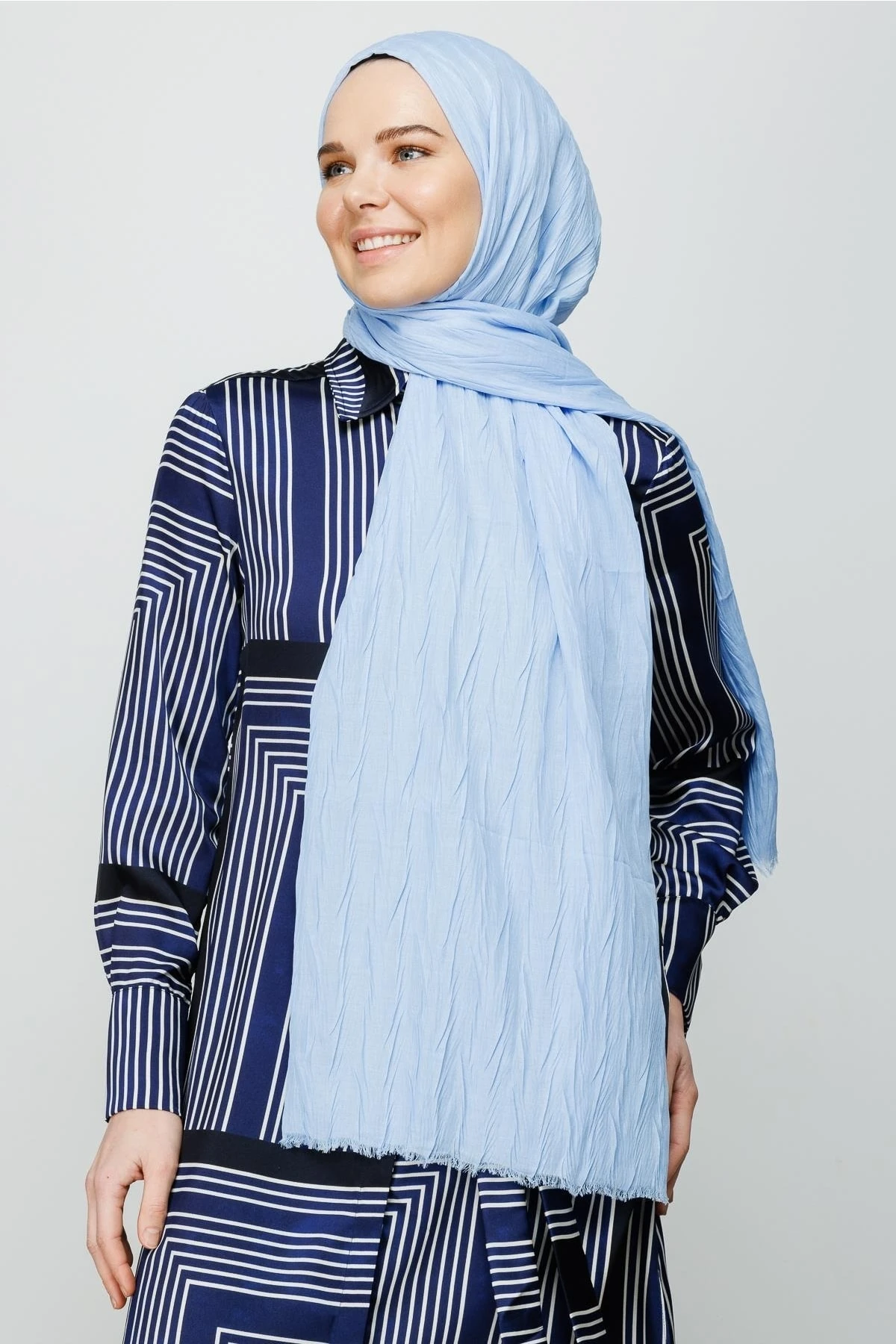 Pleated Bamboo Shawl - Baby Blue