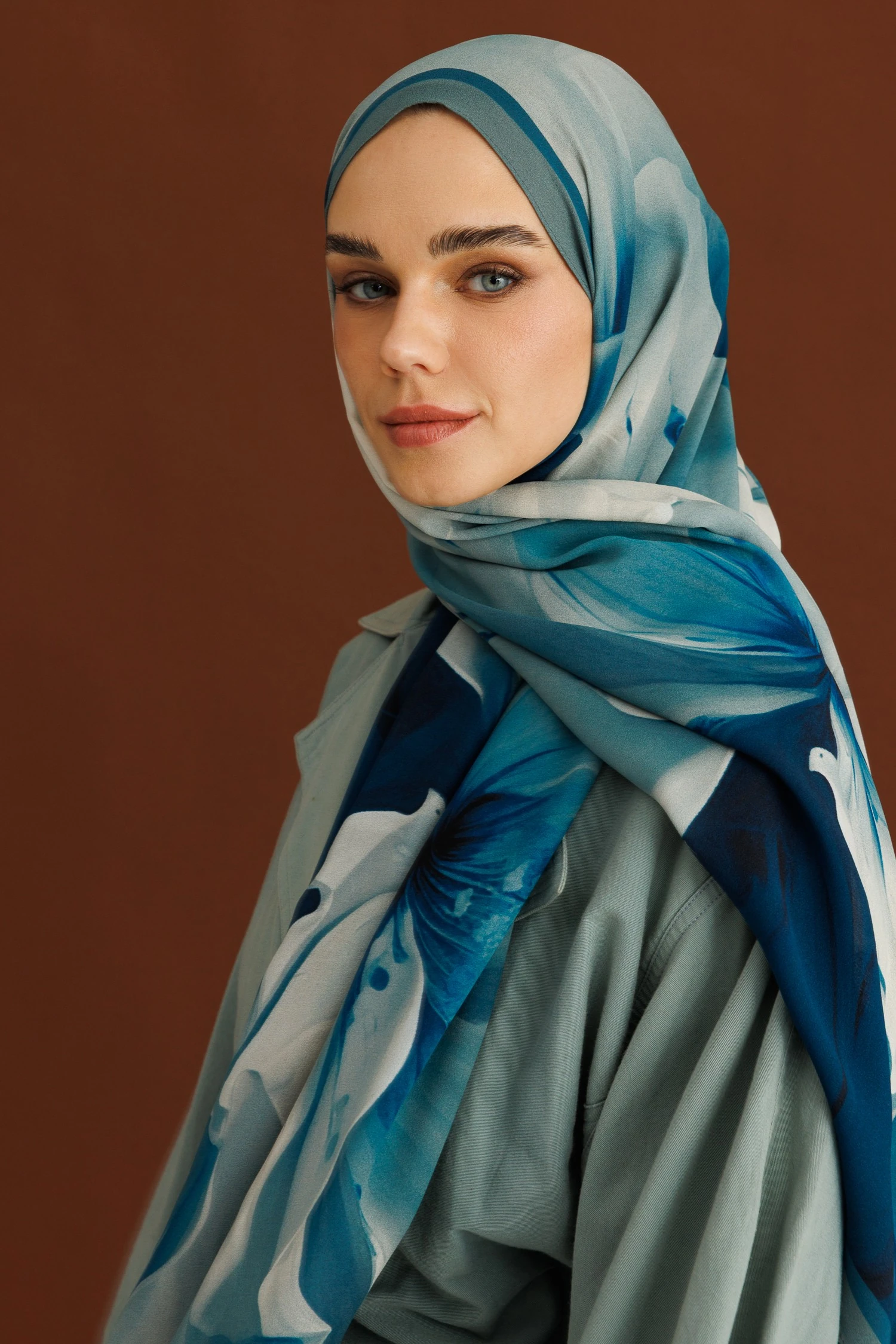 Toptan Pure Desen Hebei İpek Şal - Lacivert