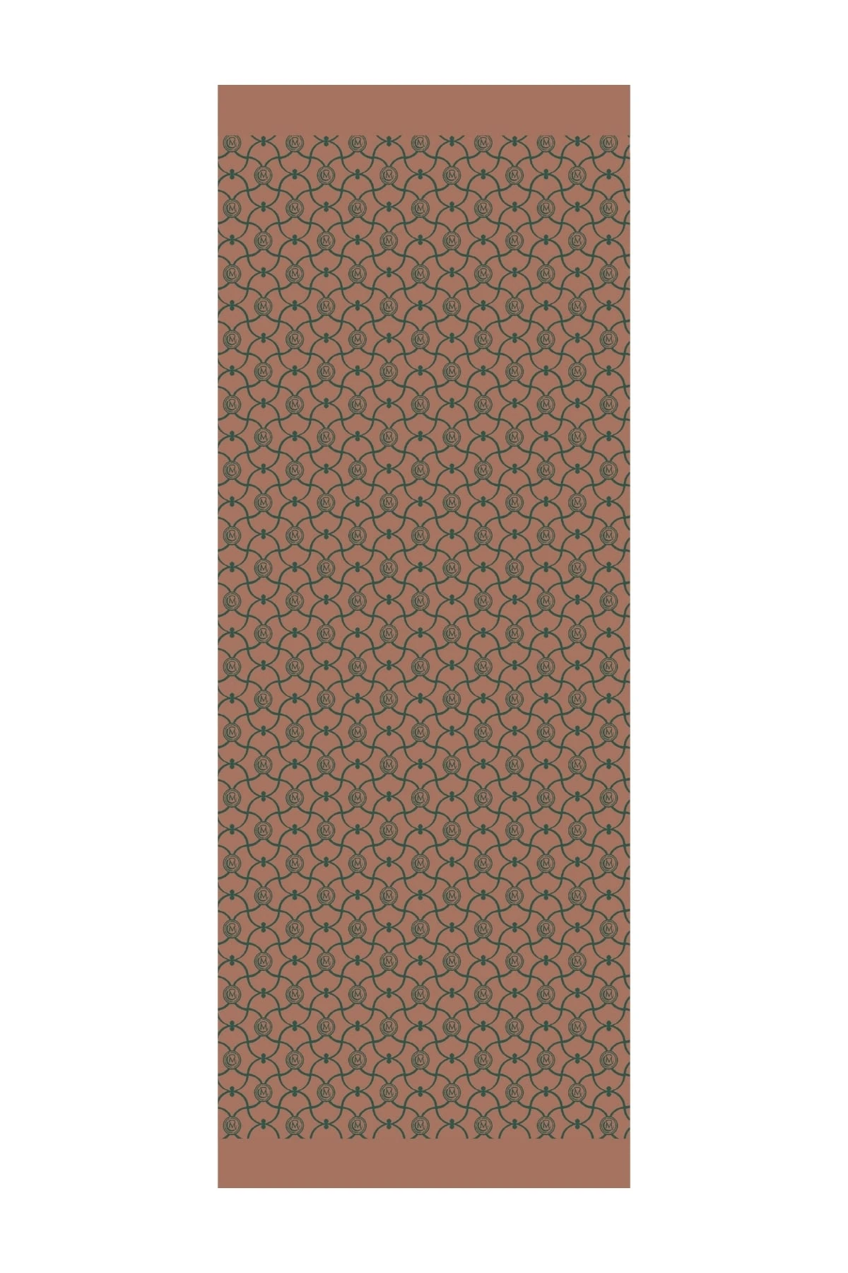 Toptan Marrakech Desen Çift Taraflı Şal - Zümrüt-Kayısı