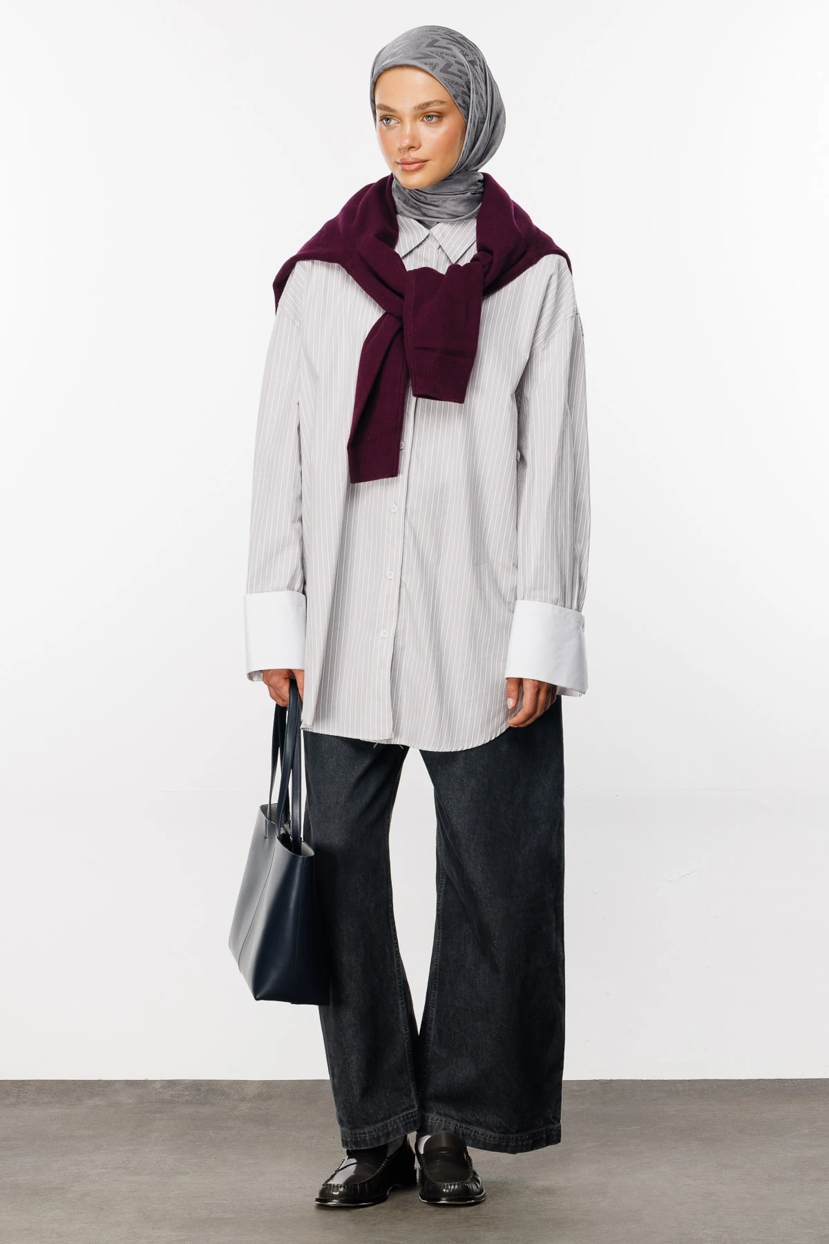 Toptan Luxury Jakar Eşarp - Gri