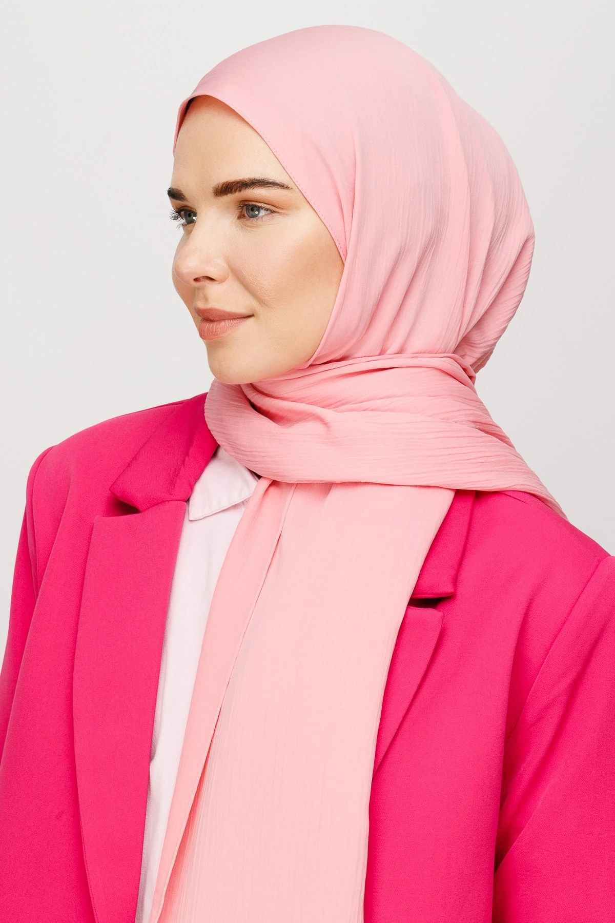 Toptan Krinkıl Medine İpeği Şal - Pembe