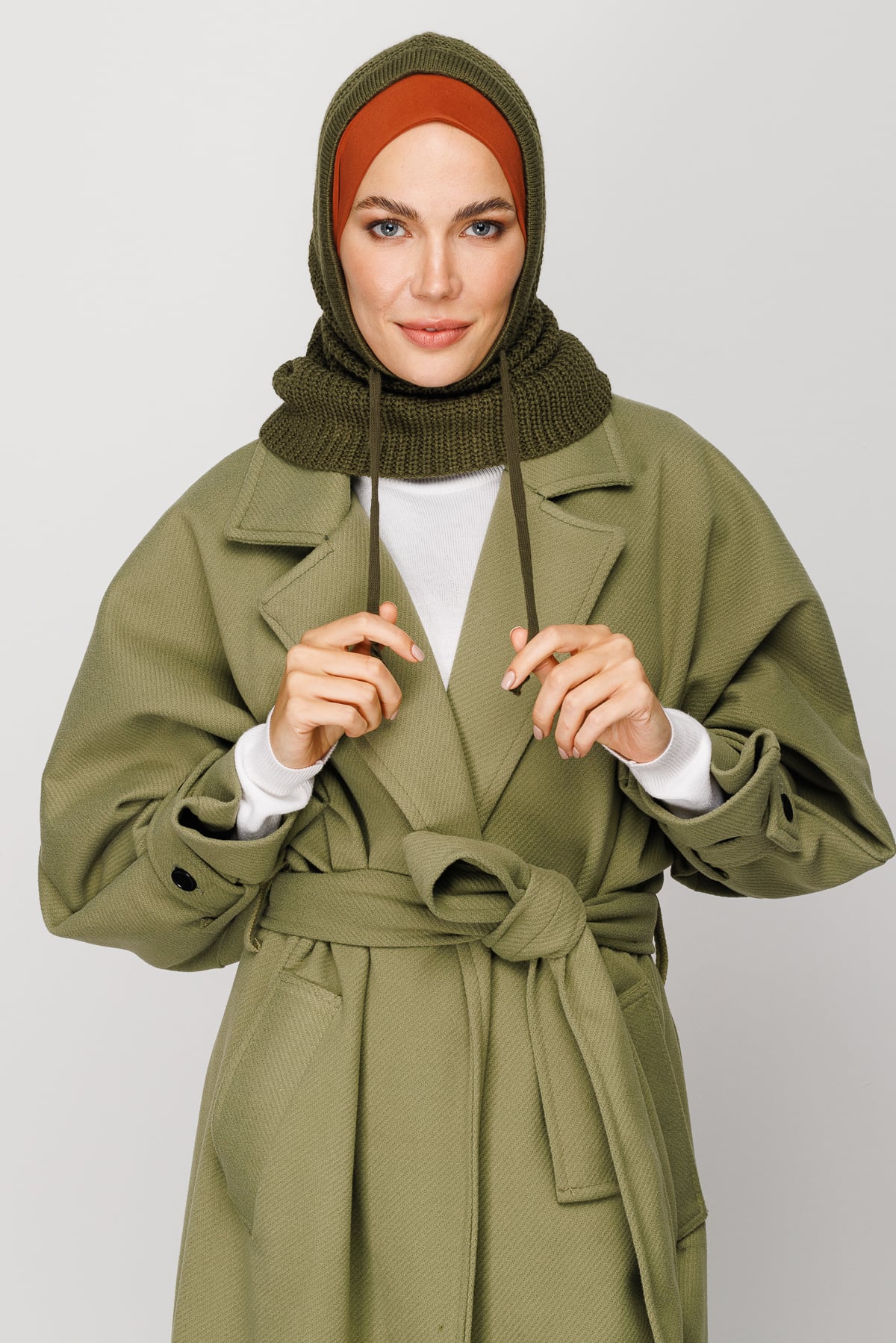 Toptan Balaclava Triko Başlık - Asker Yeşili