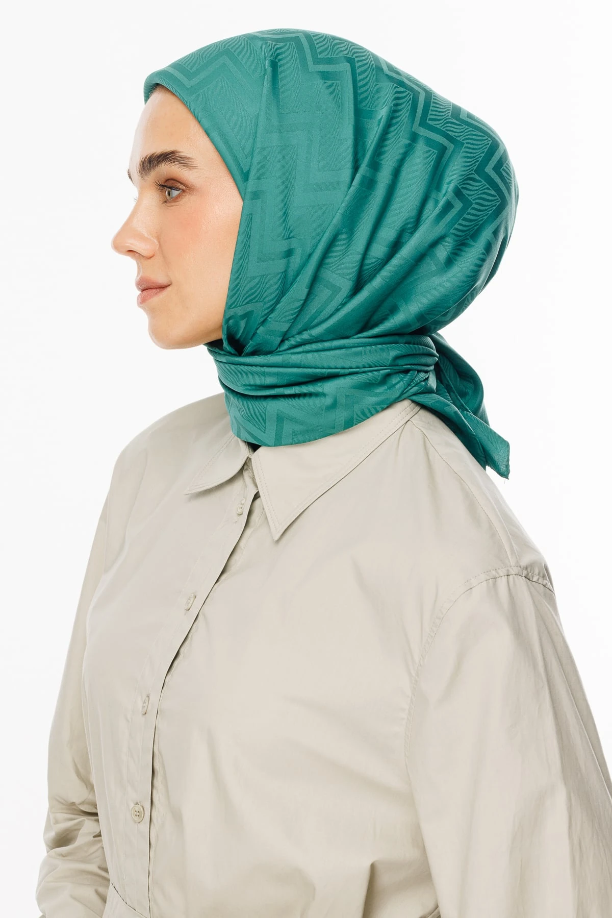 Toptan Viora Desen İpeksi Jakar Eşarp - Mint Yeşili