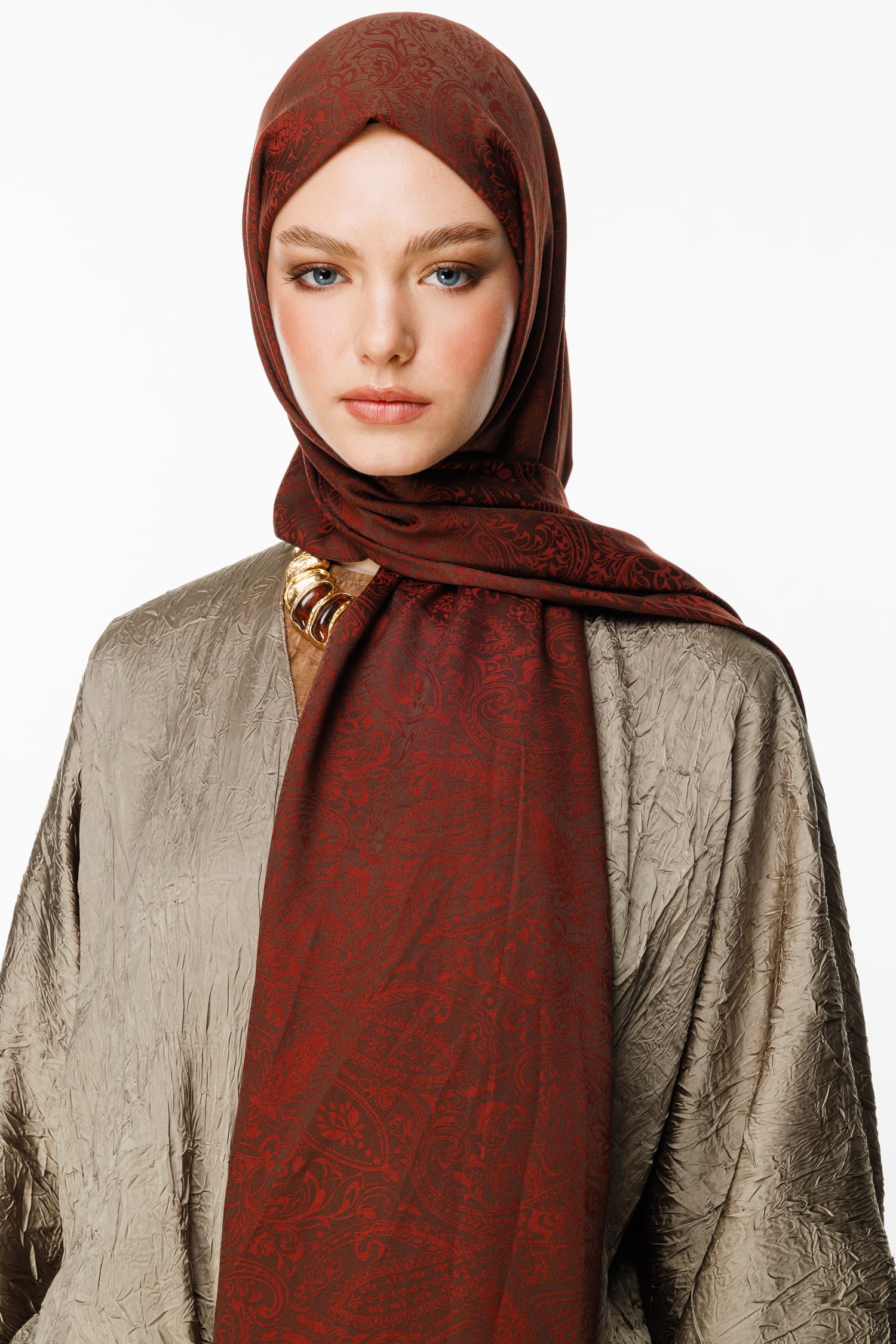 Toptan Velora Desen Çift Taraflı Şal - Acı Kahve-Kahve