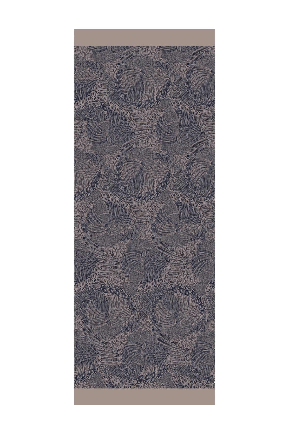 Toptan Mayra Desen Çift Taraflı Şal - Lacivert-Bej