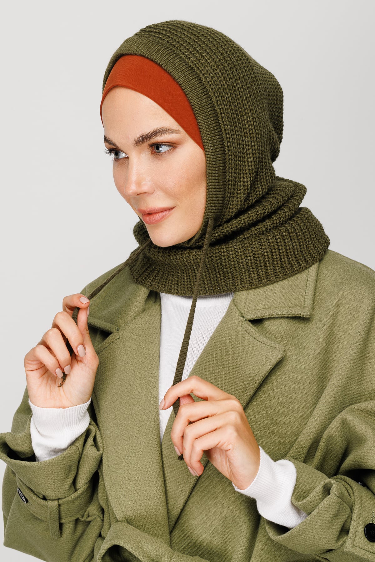 Toptan Balaclava Triko Başlık - Asker Yeşili