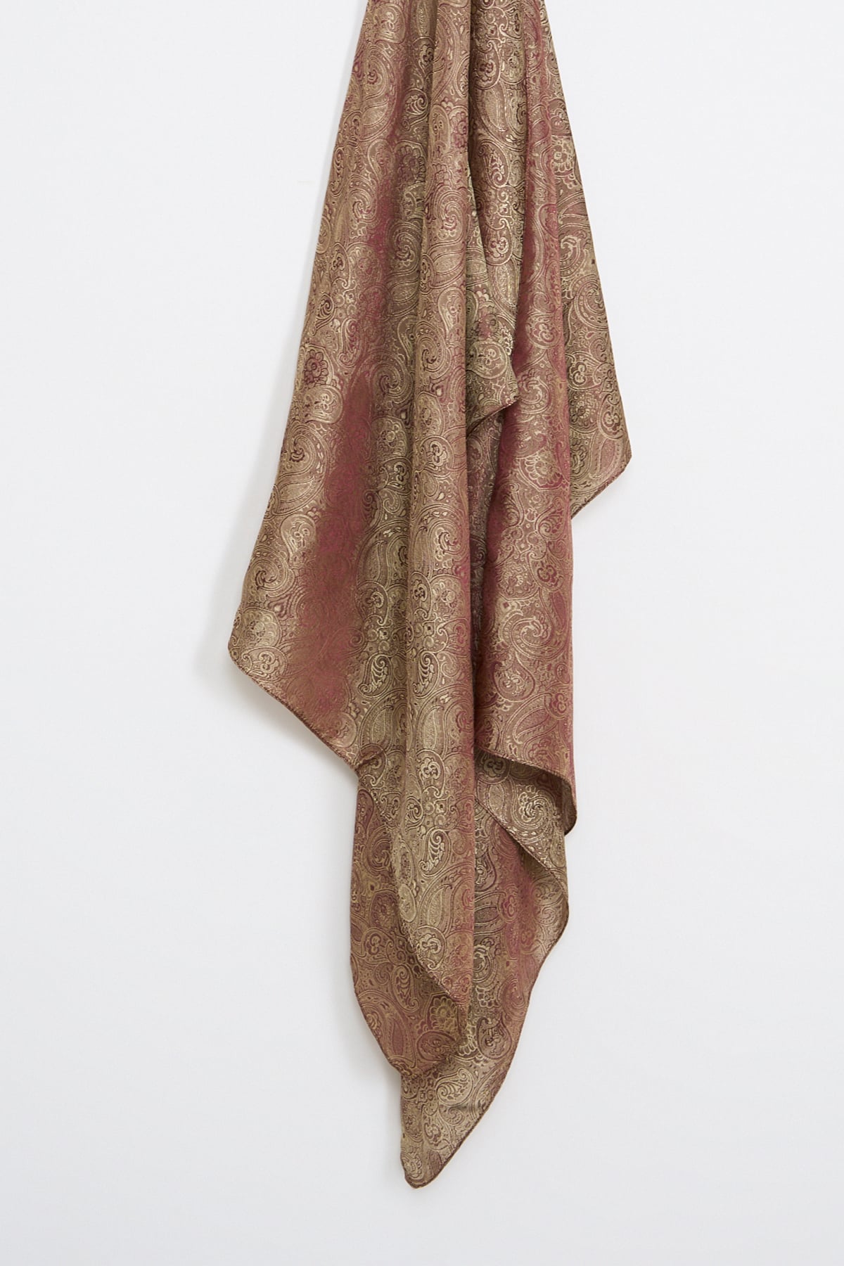 Toptan Moren Desen Shine Line Şal - Mürdüm-Somon