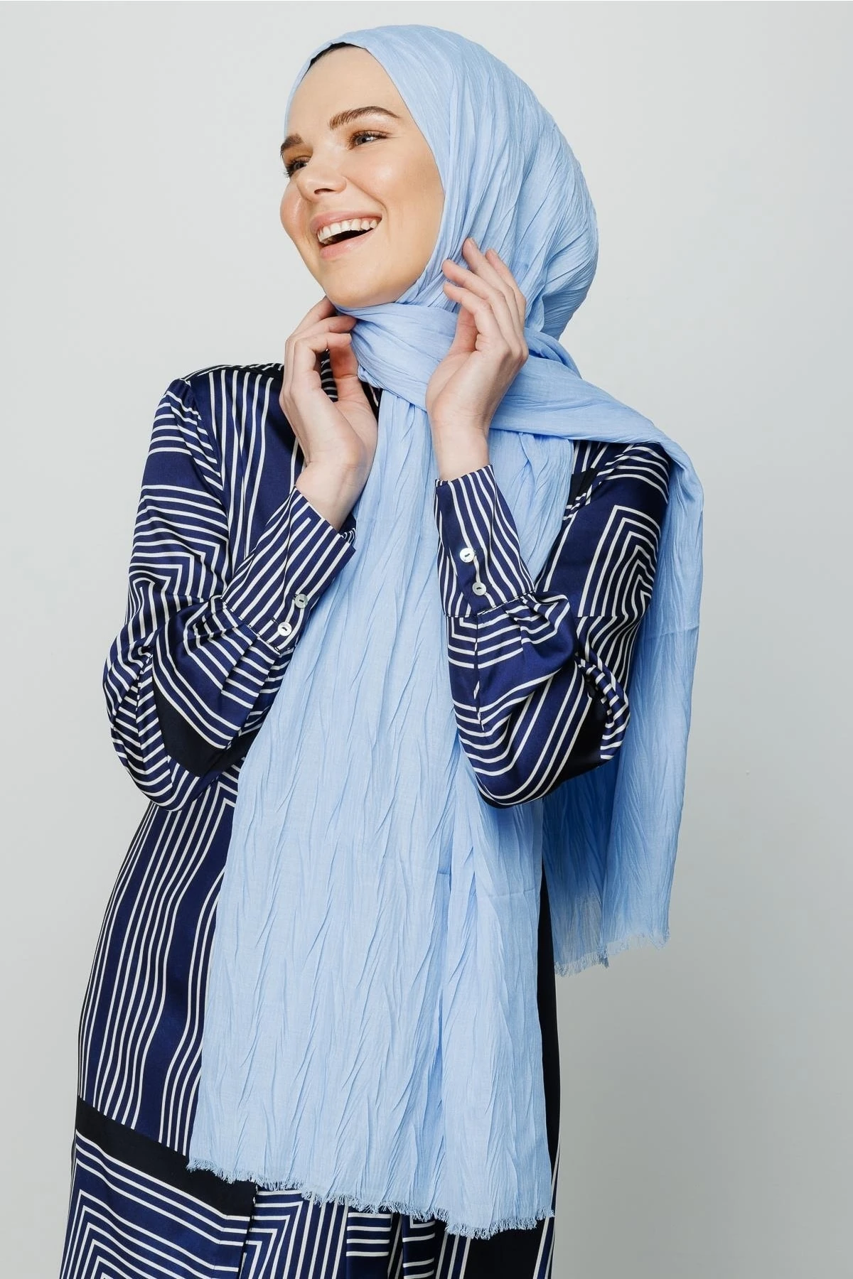 Pleated Bamboo Shawl - Baby Blue