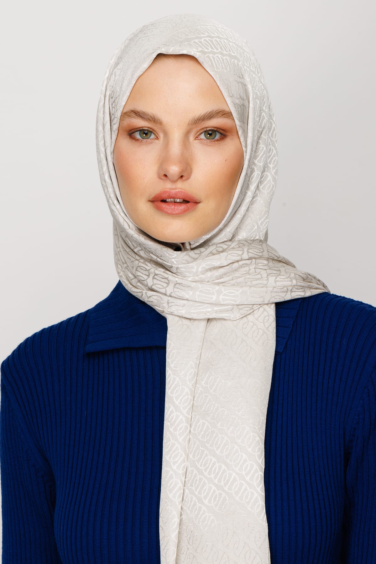 Toptan Forever Desen Parlak Jakar Şal - Taş Rengi