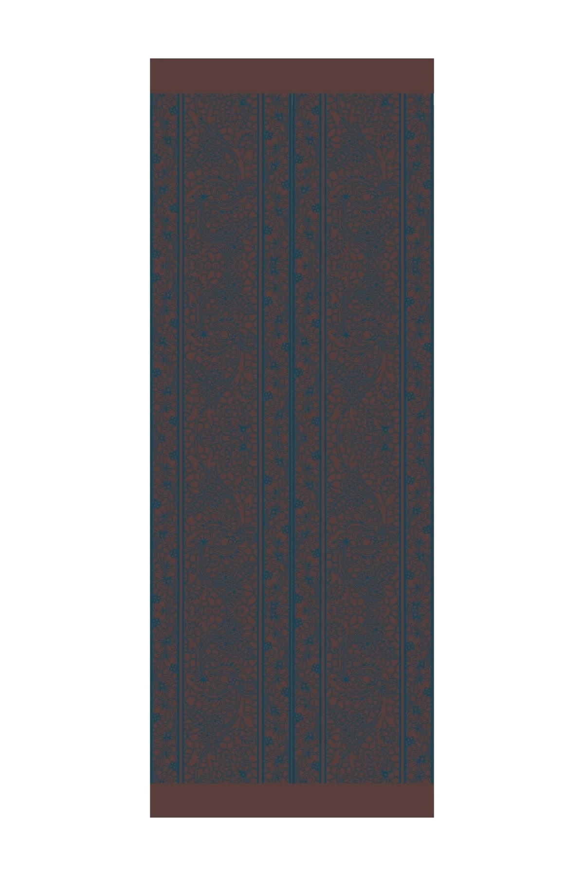 Lavin-Pattern Reversible Shawl - Bitter Brown-Petroleum Blue