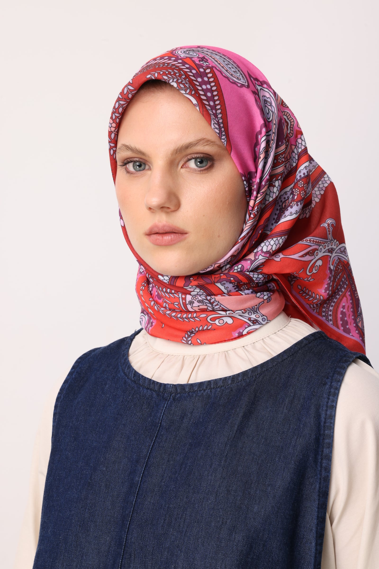 Toptan Virel Desen Pamuk Eşarp - Bordo