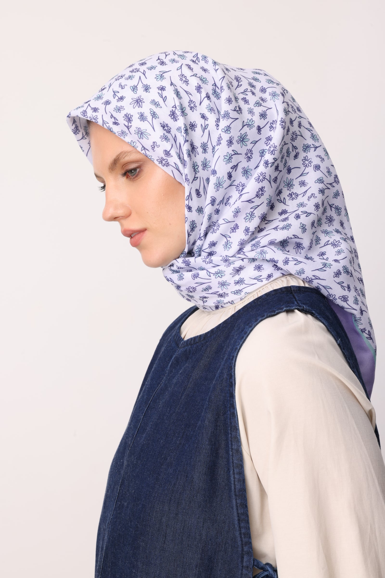 Toptan Minor Desen Pamuk Eşarp - Lila