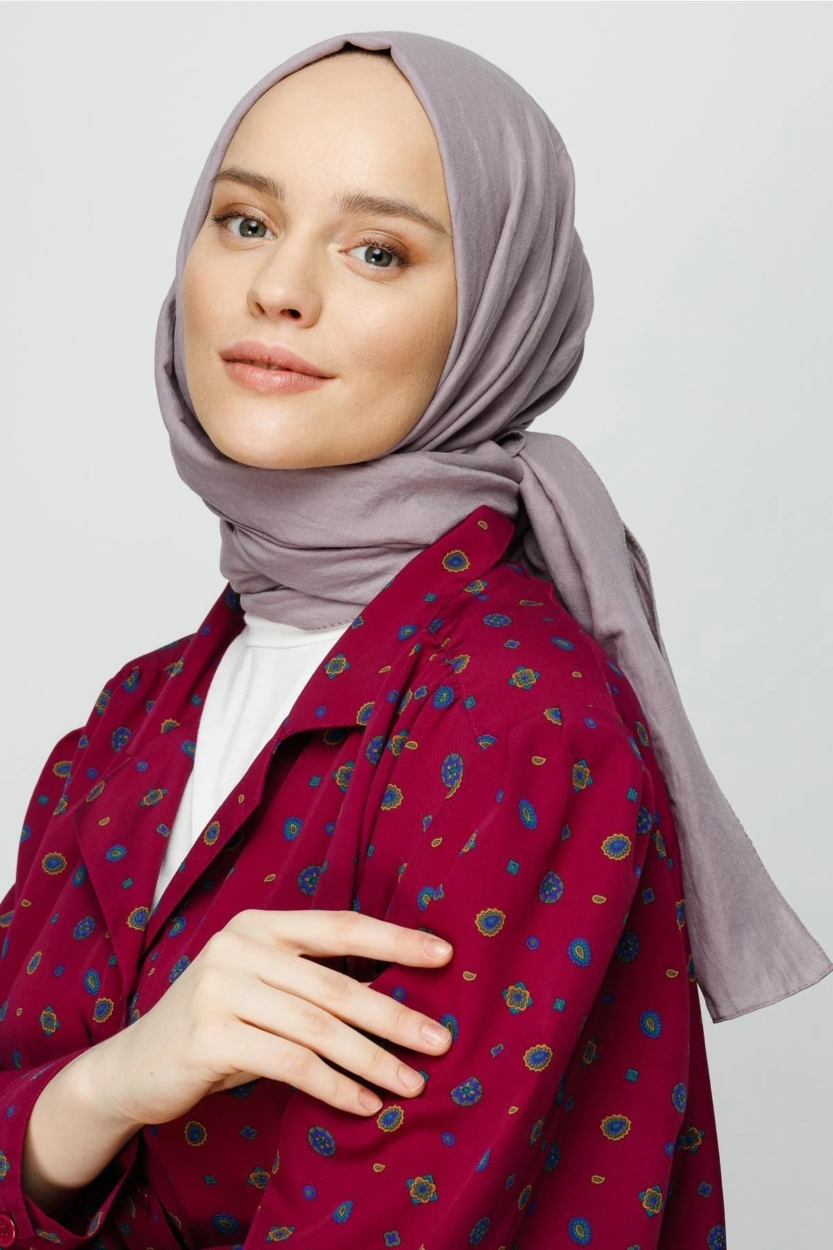 Toptan Pamuk Kraş Şal - Lavanta Grisi