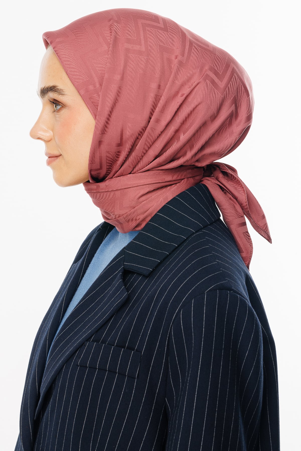 Toptan Viora Desen İpeksi Jakar Eşarp - Gül Kurusu