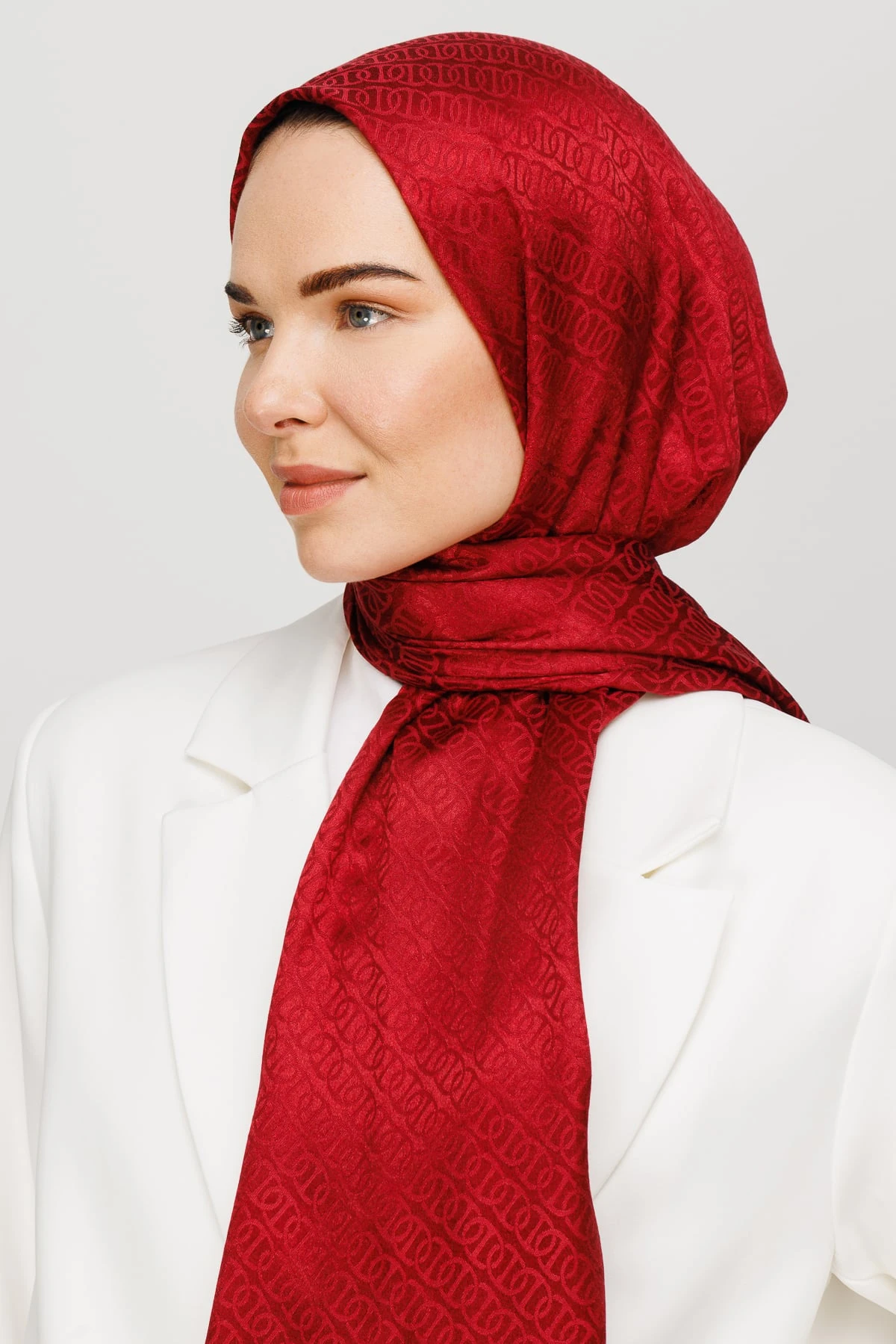 Wholesale Forever Pattern Shiny Jacquard Shawl - Cherry Rot
