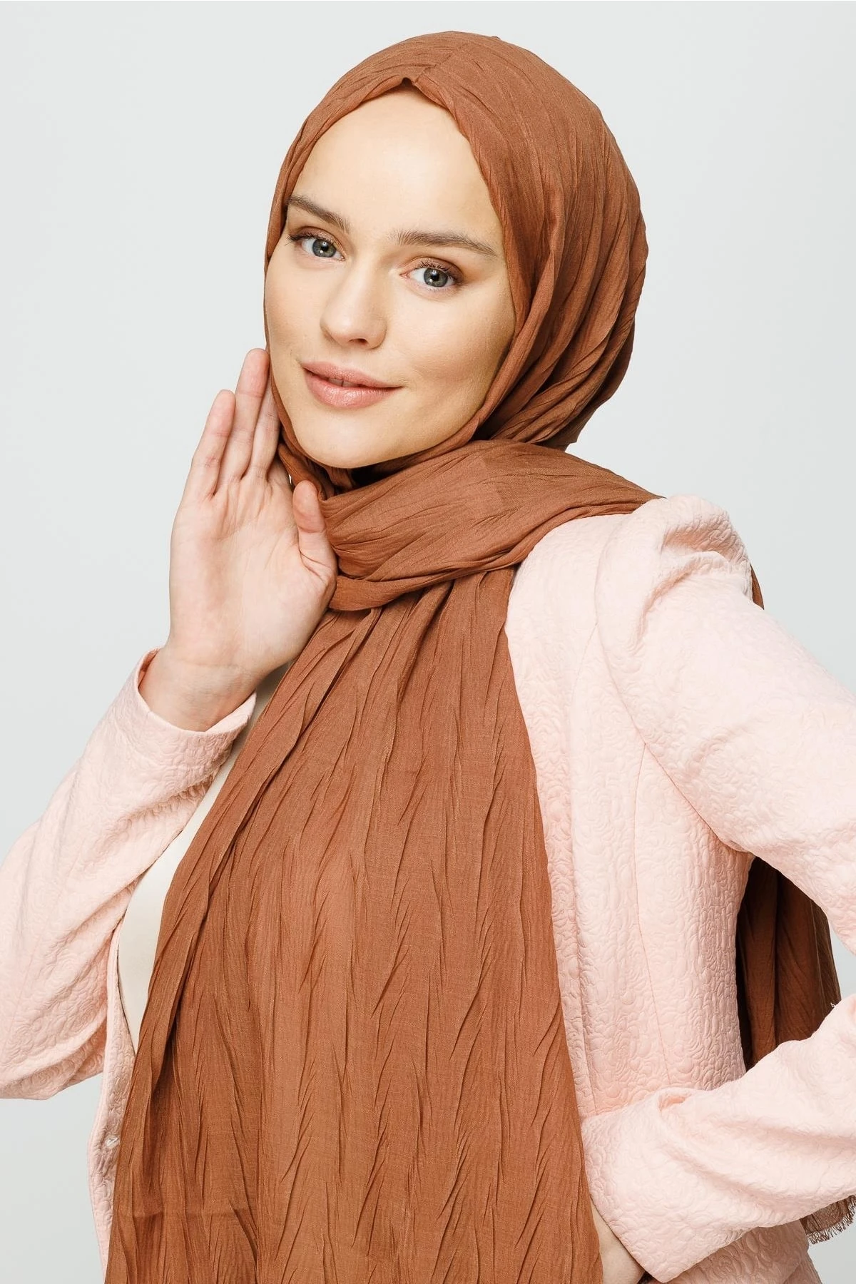 Toptan Piliseli Bambu Şal - Mocha