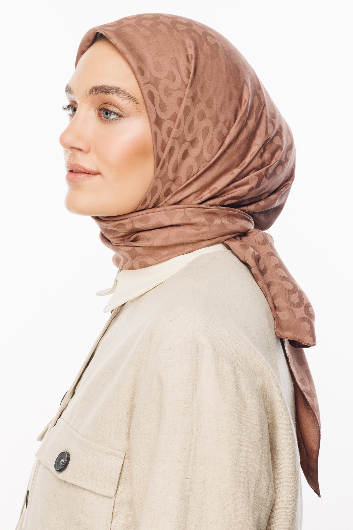 Moon Pattern Silky Jacquard Scarf - Yalı