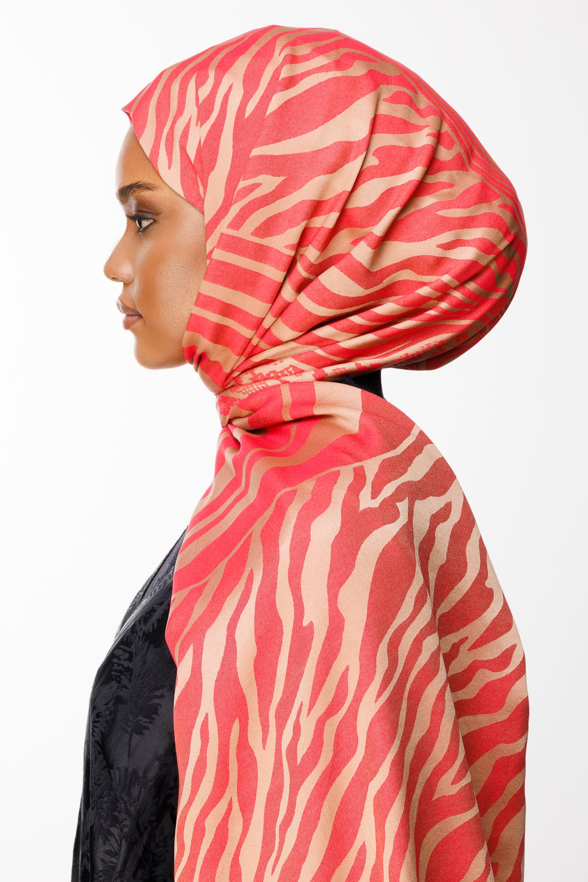 Riad-Pattern Reversible Shawl - Mink-Red