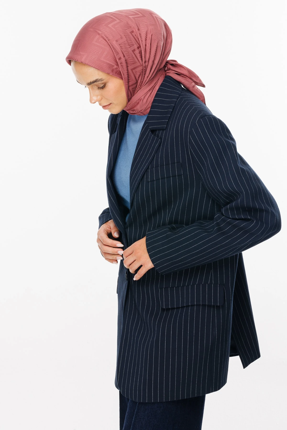 Toptan Viora Desen İpeksi Jakar Eşarp - Gül Kurusu