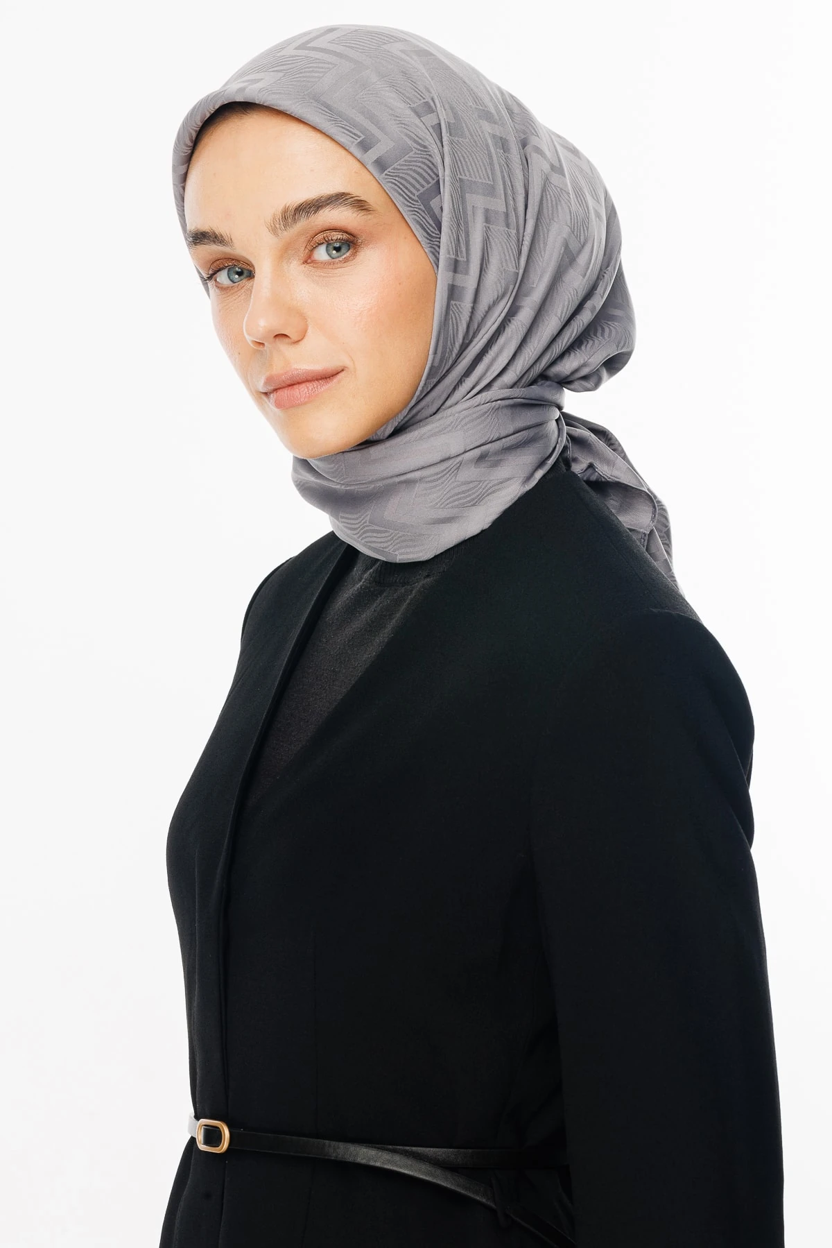 Toptan Viora Desen İpeksi Jakar Eşarp - Gri