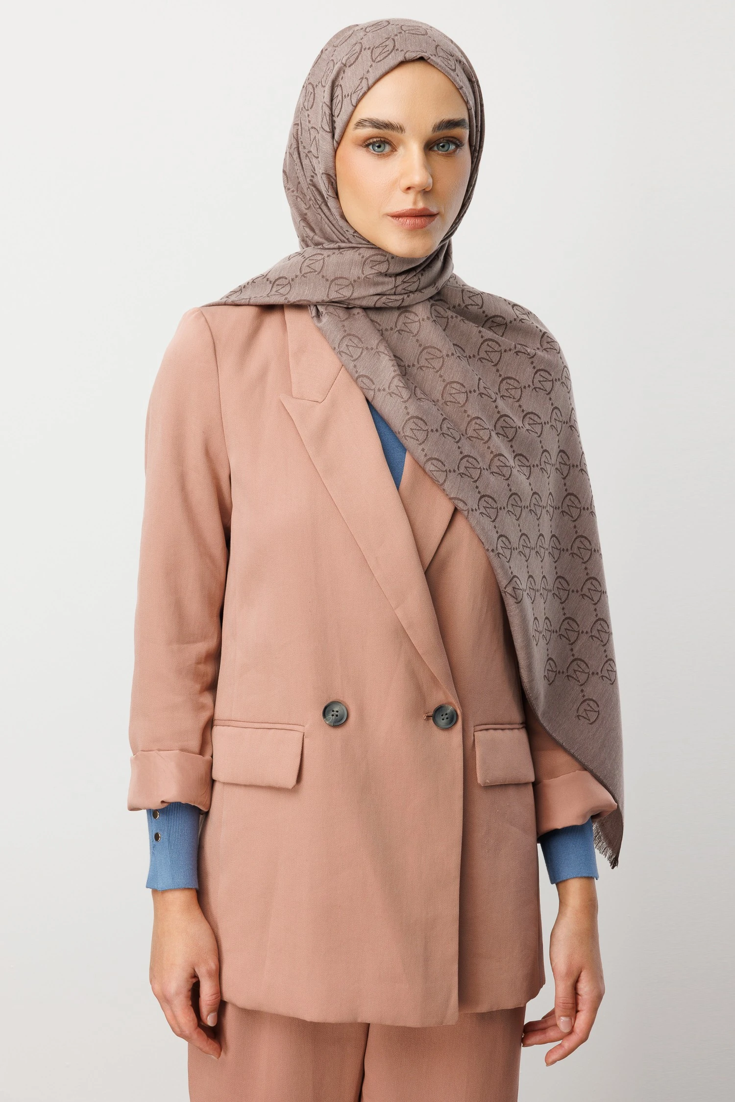 Toptan Yün İpek Şal - Toz Pembe