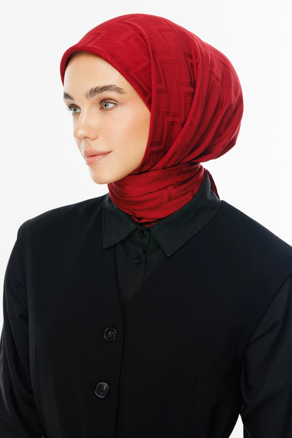 Viora Pattern Silky Jacquard Scarf - Cherry Rot