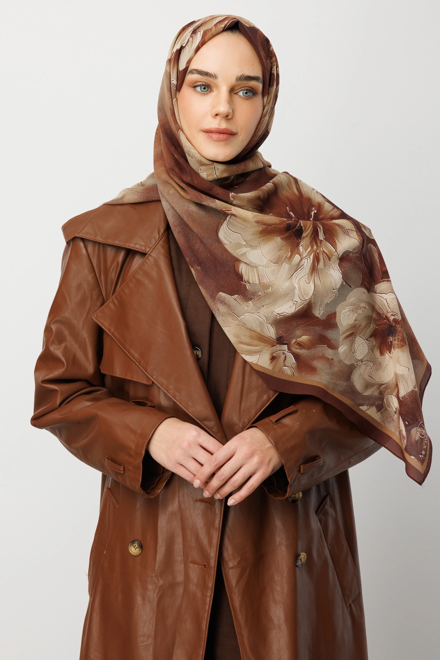 Toptan Rose Desen Hebei İpek Şal - Gül Kurusu