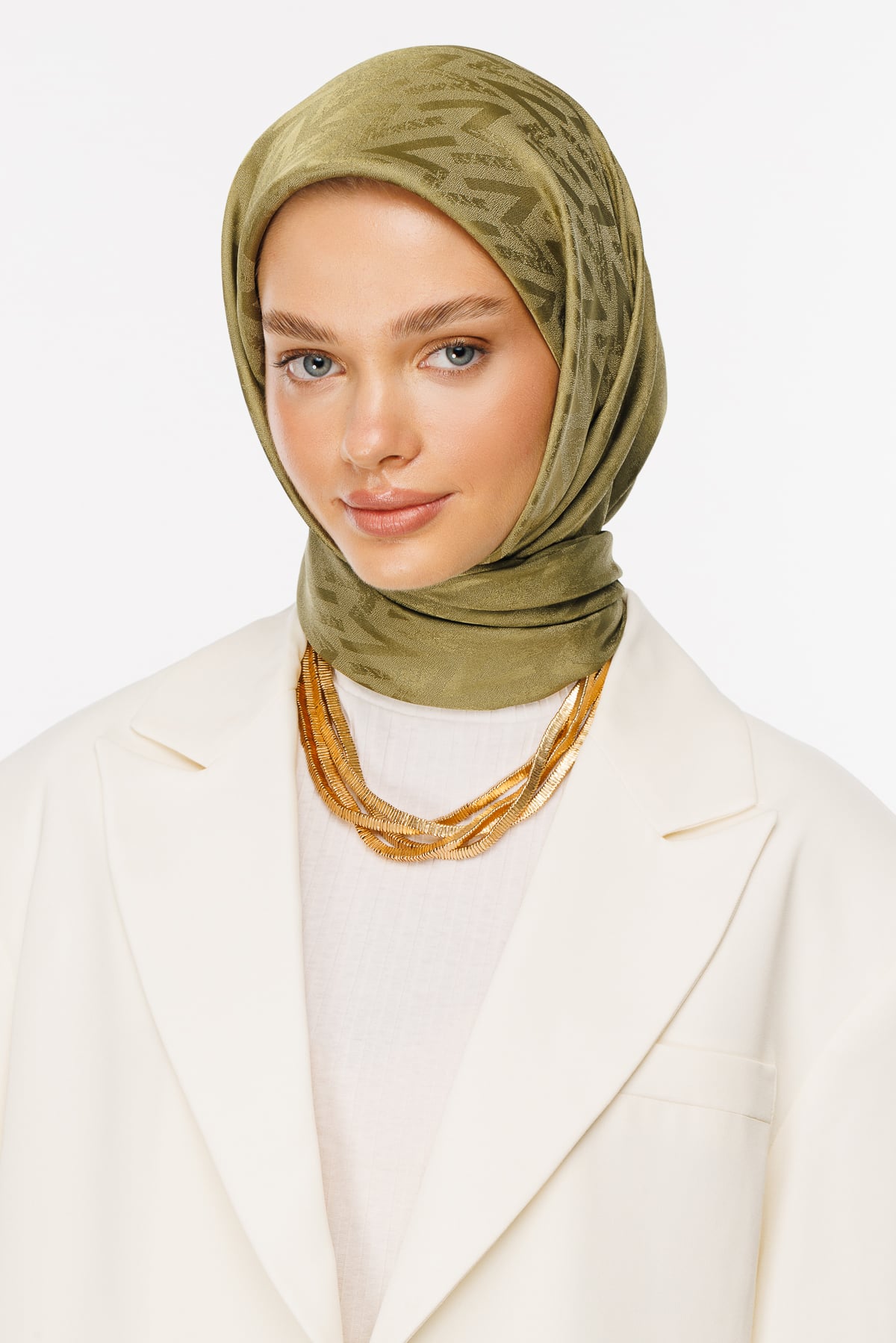 Luxury Jacquard Scarf - Soft Green