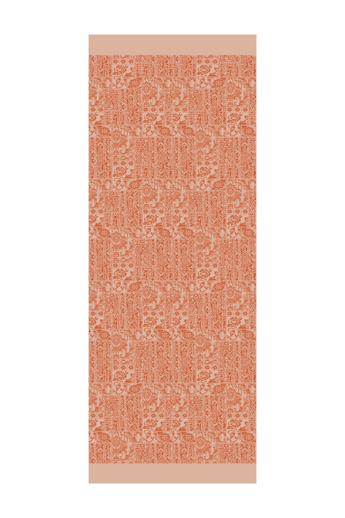 Toptan Henna Desen Çift Taraflı Şal - Tarçın-Bej