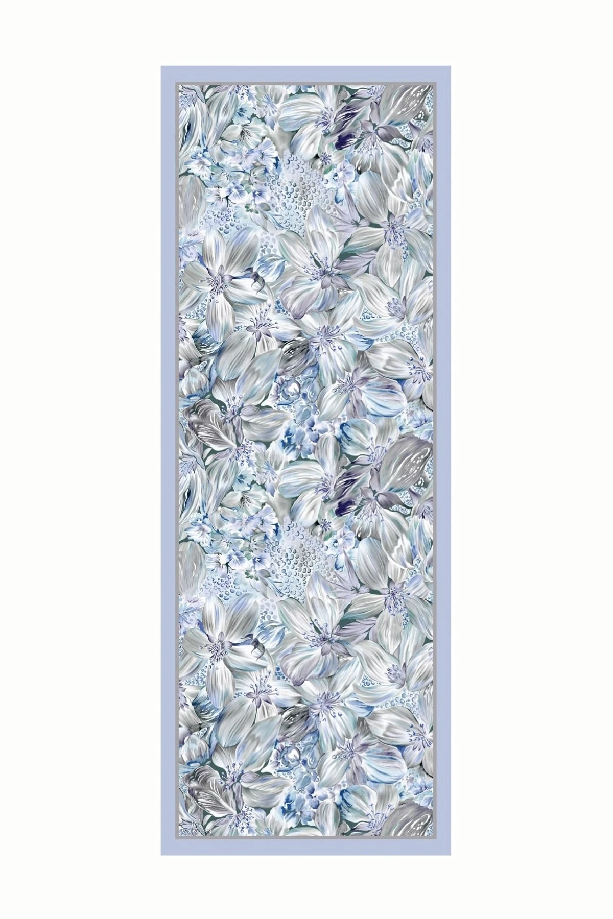 Toptan Larin Desen Pamuk Şal - Buz Mavisi