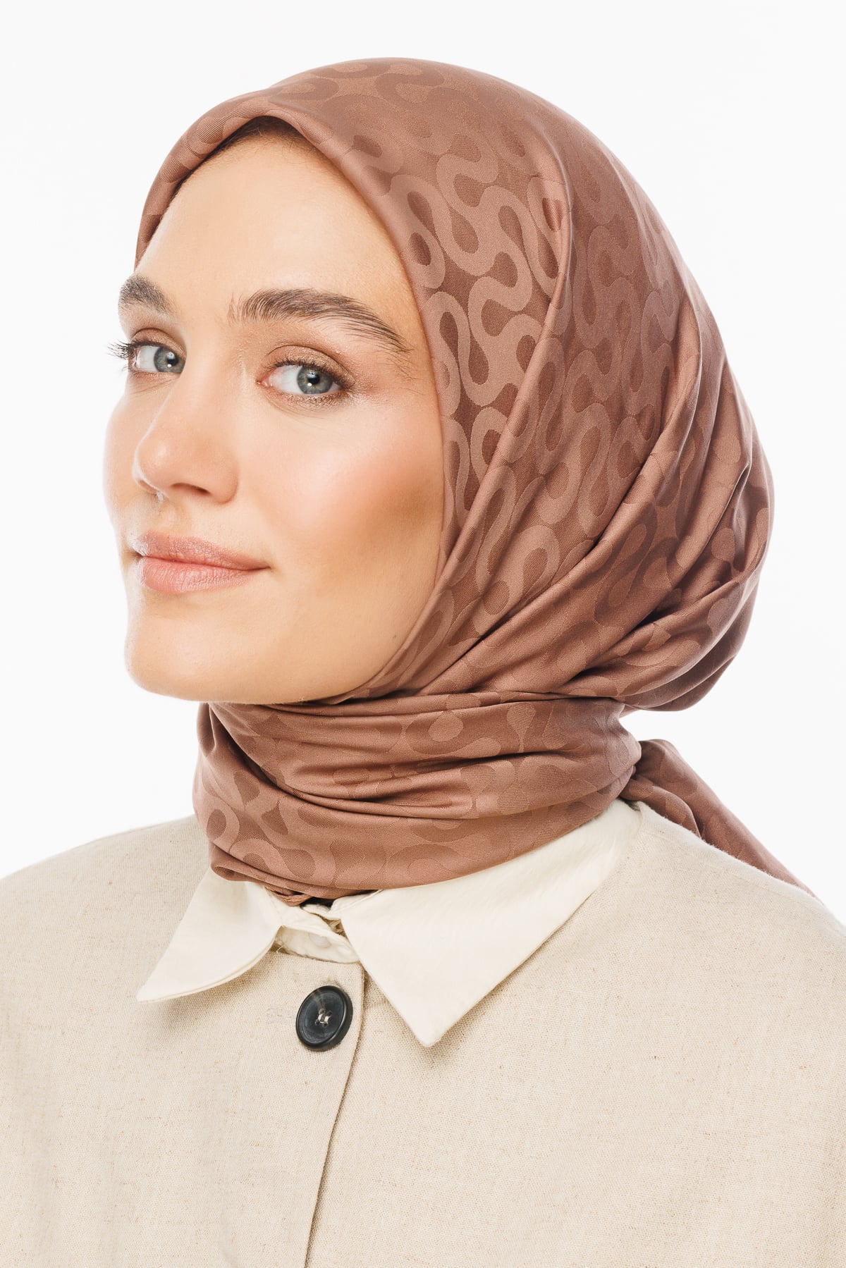Moon Pattern Silky Jacquard Scarf - Yalı